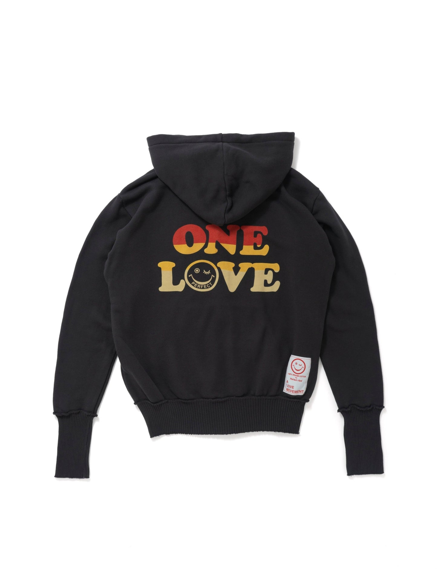 【Perfect ribs®︎×A LOVE MOVEMENT】"ONE LOVE" Zip Hoodie / Vintage Black(ジップフーディー/ビンテージブラック)