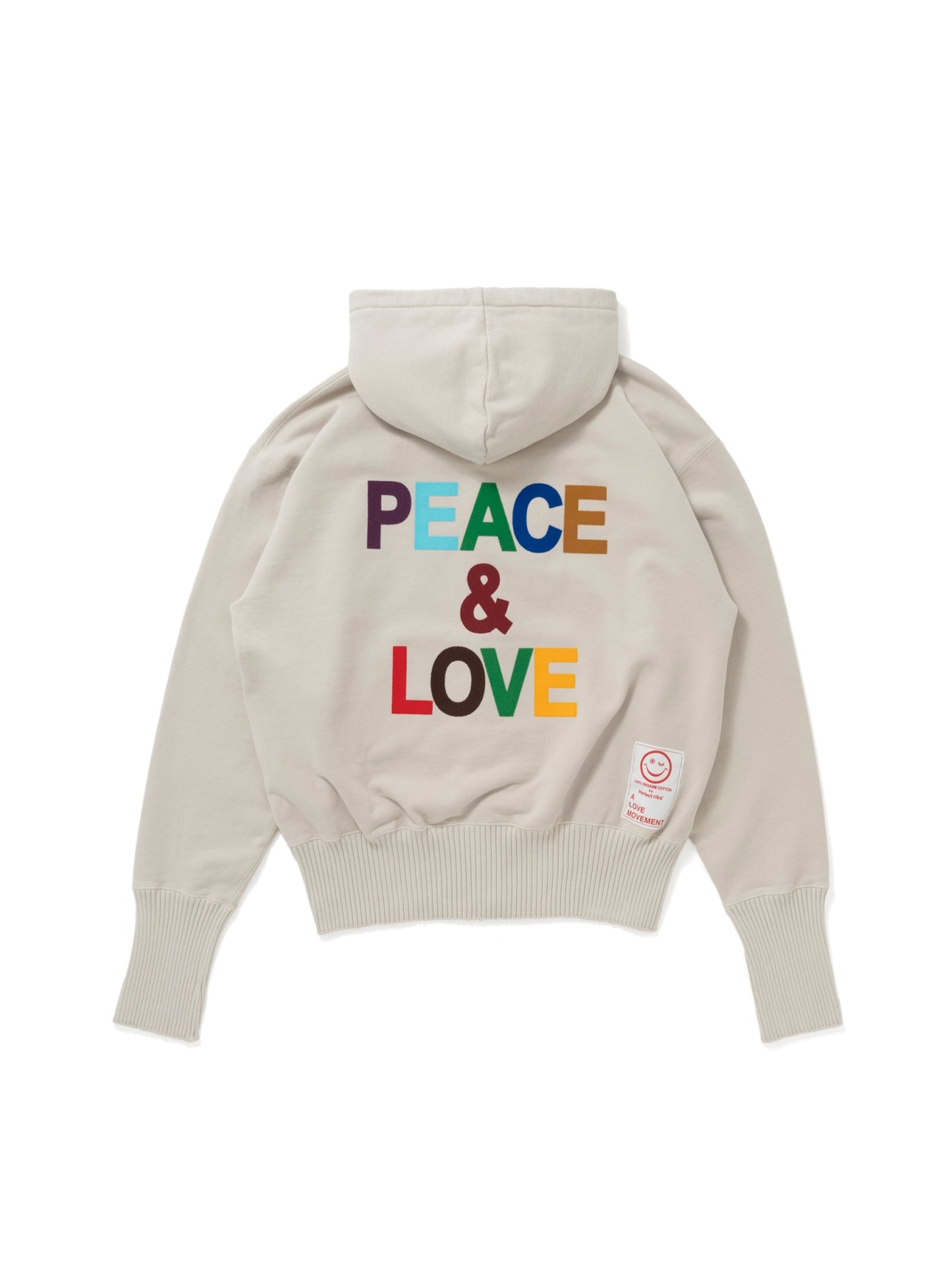 【Perfect ribs×A LOVE MOVEMENT】"PEACE & LOVE" Basic Zip Hoodie / Ivory(ベーシック ジップ フーディー/アイボリー)