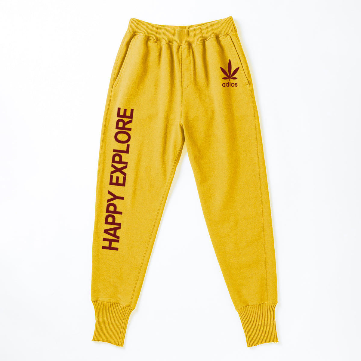 Exclusive Color【Perfect ribs×A LOVE MOVEMENT】"HAPPY EXPLORE" Basic Sweat Pants / Yellow×Wine (ベーシック スウェットパンツ/イエロー×ワイン)