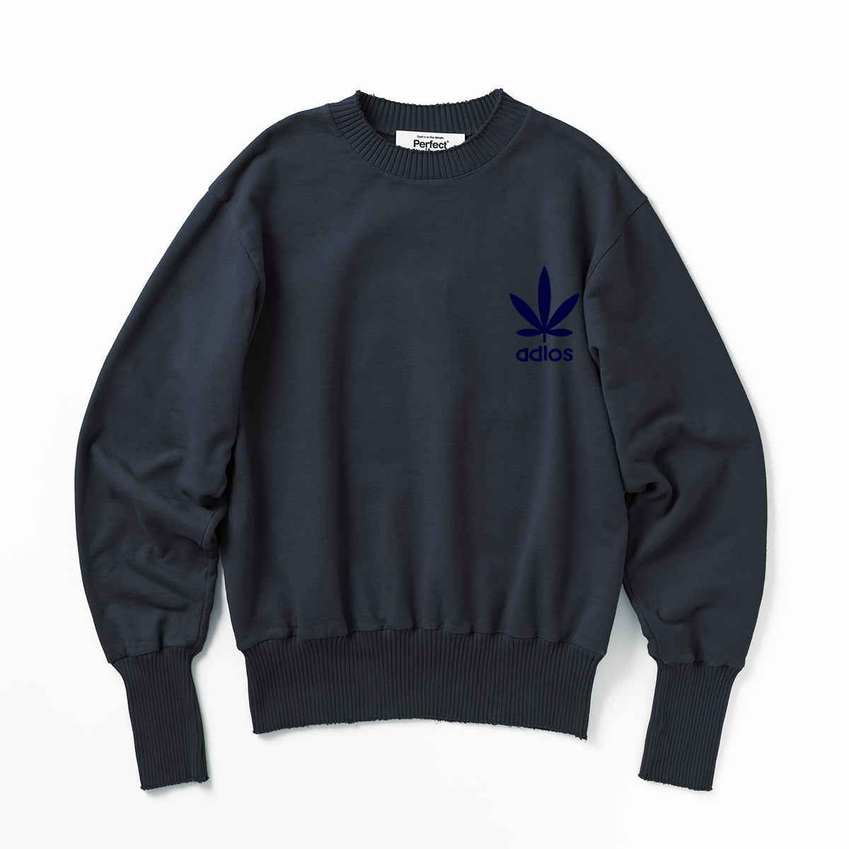 Exclusive Color【Perfect ribs×A LOVE MOVEMENT】"HAPPY EXPLORE" Basic Crew Neck Sweat Shirt / Vintage Black×Ink Blue (ベーシック クルーネック スウェット/ヴィンテージブラック×インクブルー)