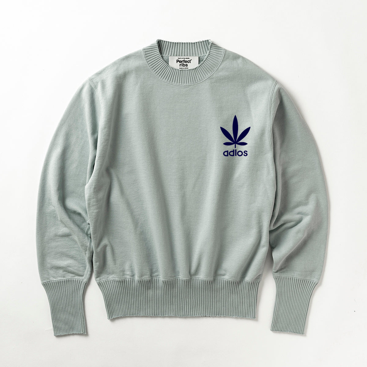 Exclusive Color【Perfect ribs×A LOVE MOVEMENT】"HAPPY EXPLORE" Basic Crew Neck Sweat Shirt / Gray×Royal Blue (ベーシック クルーネック スウェット/グレー×ロイヤルブルー)