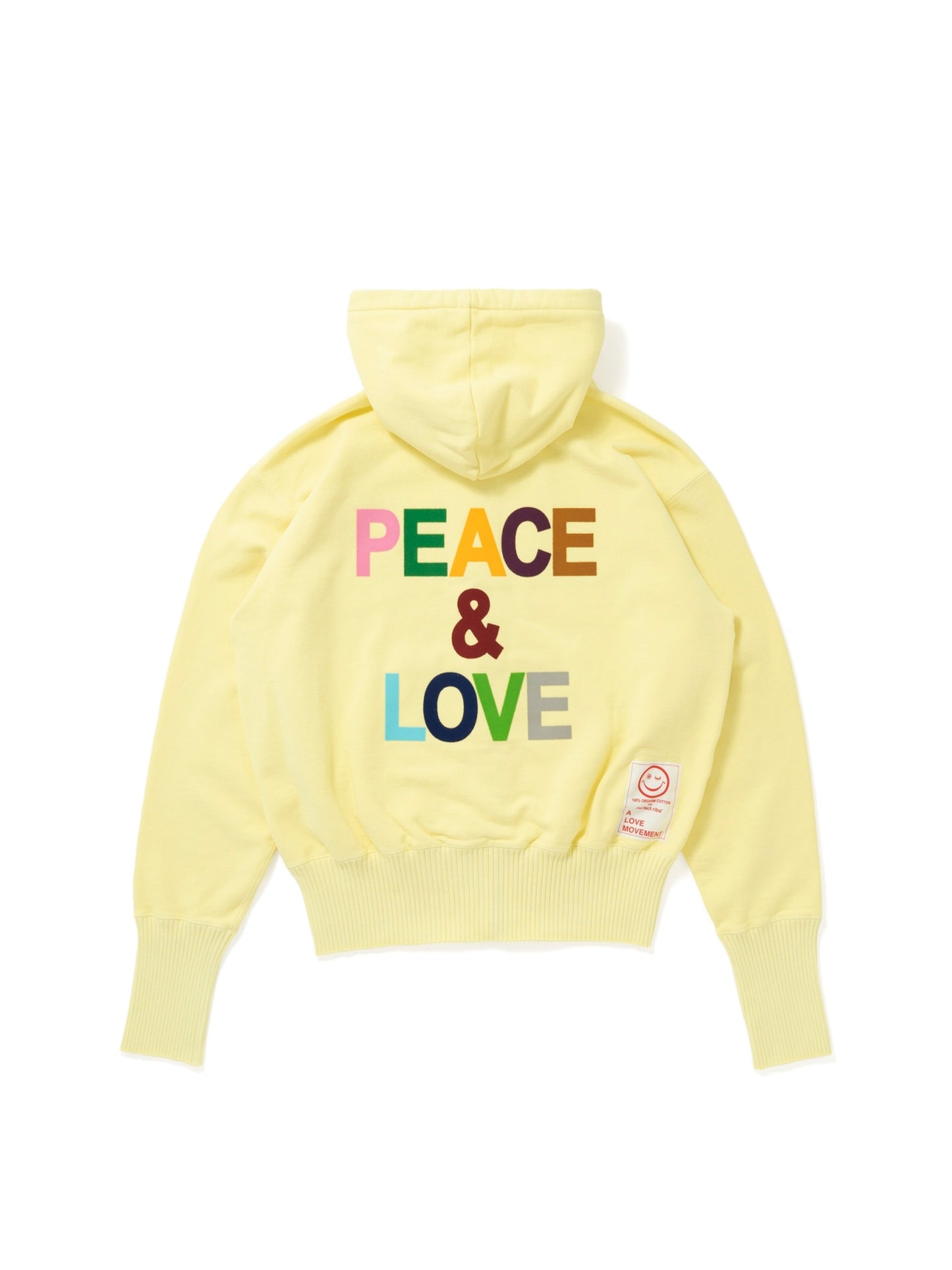 【Perfect ribs×A LOVE MOVEMENT】"PEACE & LOVE" Basic Zip Hoodie / Lemon(ベーシック ジップ フーディー/レモン)