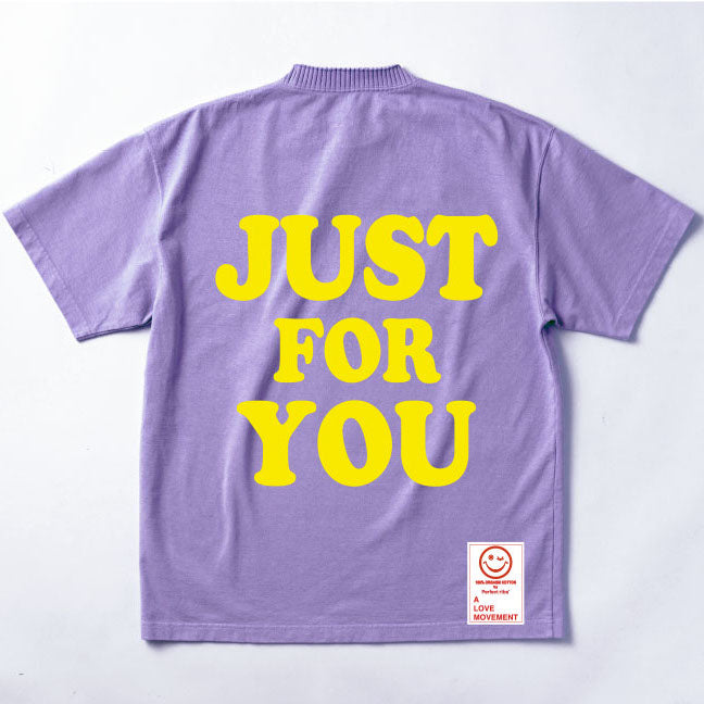 【Perfect ribs×A LOVE MOVEMENT】"JUST FOR YOU" Basic Short Sleeve T Shirt / Lavender×Yellow (ベーシック ショートスリーブ ティーシャツ/ラベンダー×イエロー)