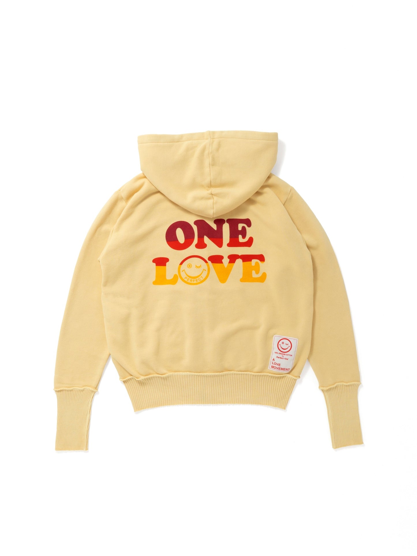 【Perfect ribs®︎×A LOVE MOVEMENT】"ONE LOVE" Zip Hoodie / Vintage Yellow(ジップフーディー/ビンテージイエロー)