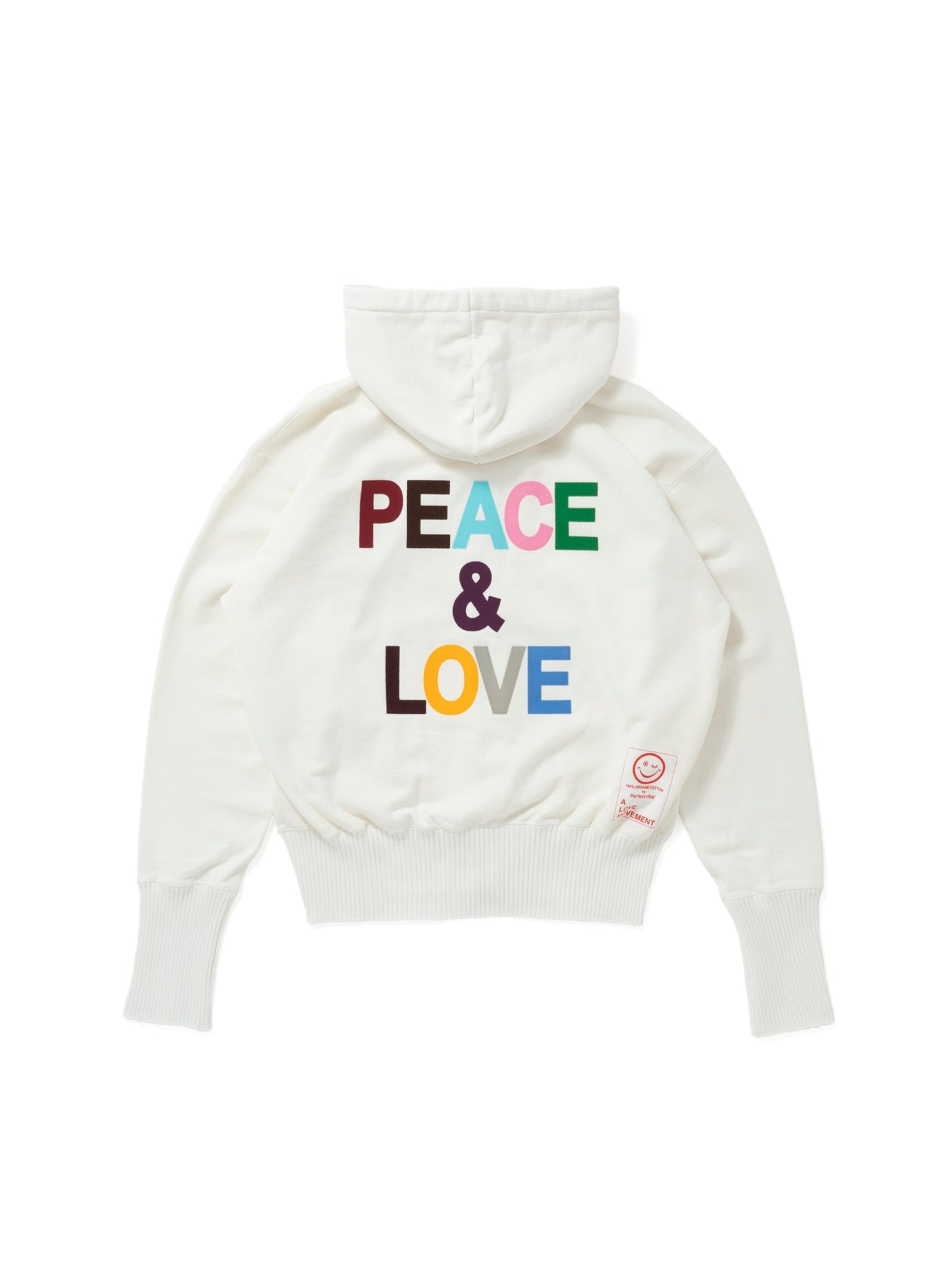 【Perfect ribs×A LOVE MOVEMENT】"PEACE & LOVE" Basic Zip Hoodie / White(ベーシック ジップ フーディー/ホワイト)