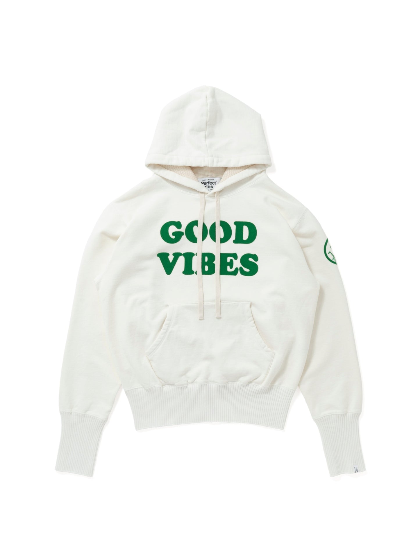 【Perfect ribs®︎×A LOVE MOVEMENT】"GOOD VIBES" Basic Hoodie / White(ベーシック フーディー/ホワイト)