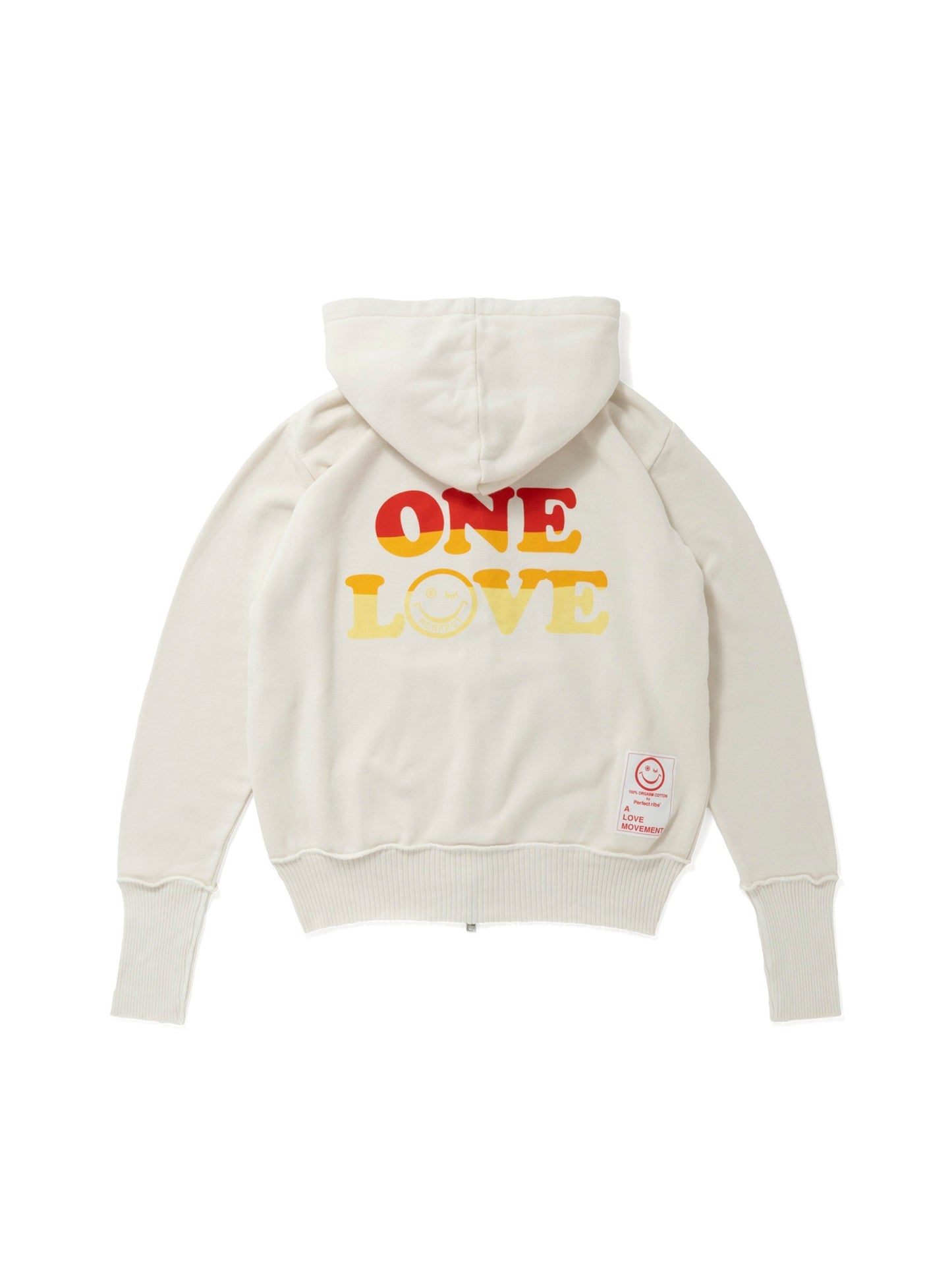 【Perfect ribs®︎×A LOVE MOVEMENT】"ONE LOVE" Zip Hoodie / Off White(ジップフーディー/オフホワイト)