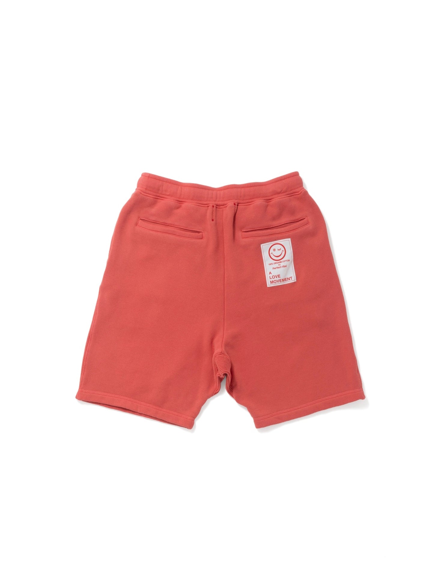 【Perfect ribs®︎×A LOVE MOVEMENT】"ONE LOVE" Sweat Short Pants / Coral Red(スウェットショートパンツ/コーラルレッド)