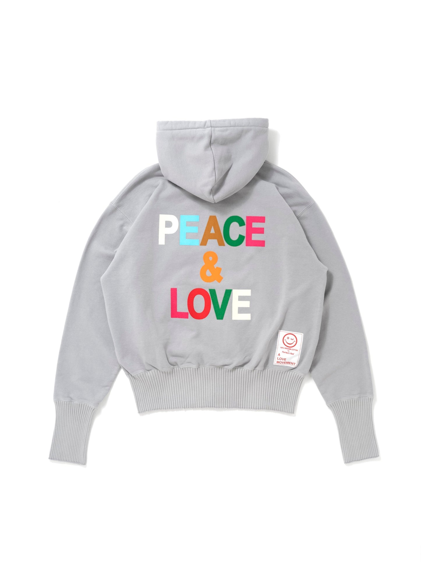 【Perfect ribs×A LOVE MOVEMENT】"PEACE & LOVE" Basic Zip Hoodie / Gray(ベーシック ジップ フーディー/グレー)