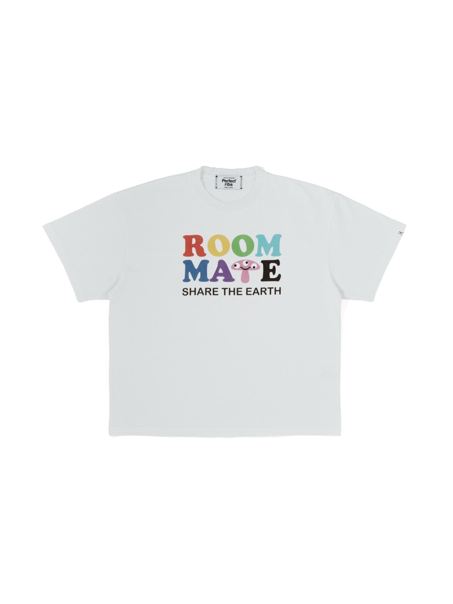 【Perfect ribs®︎×A LOVE MOVEMENT】"ROOMMATE"Basic Short Sleeve T Shirts / Cloud White (ベーシック ショートスリーブ ティーシャツ/クラウドホワイト)