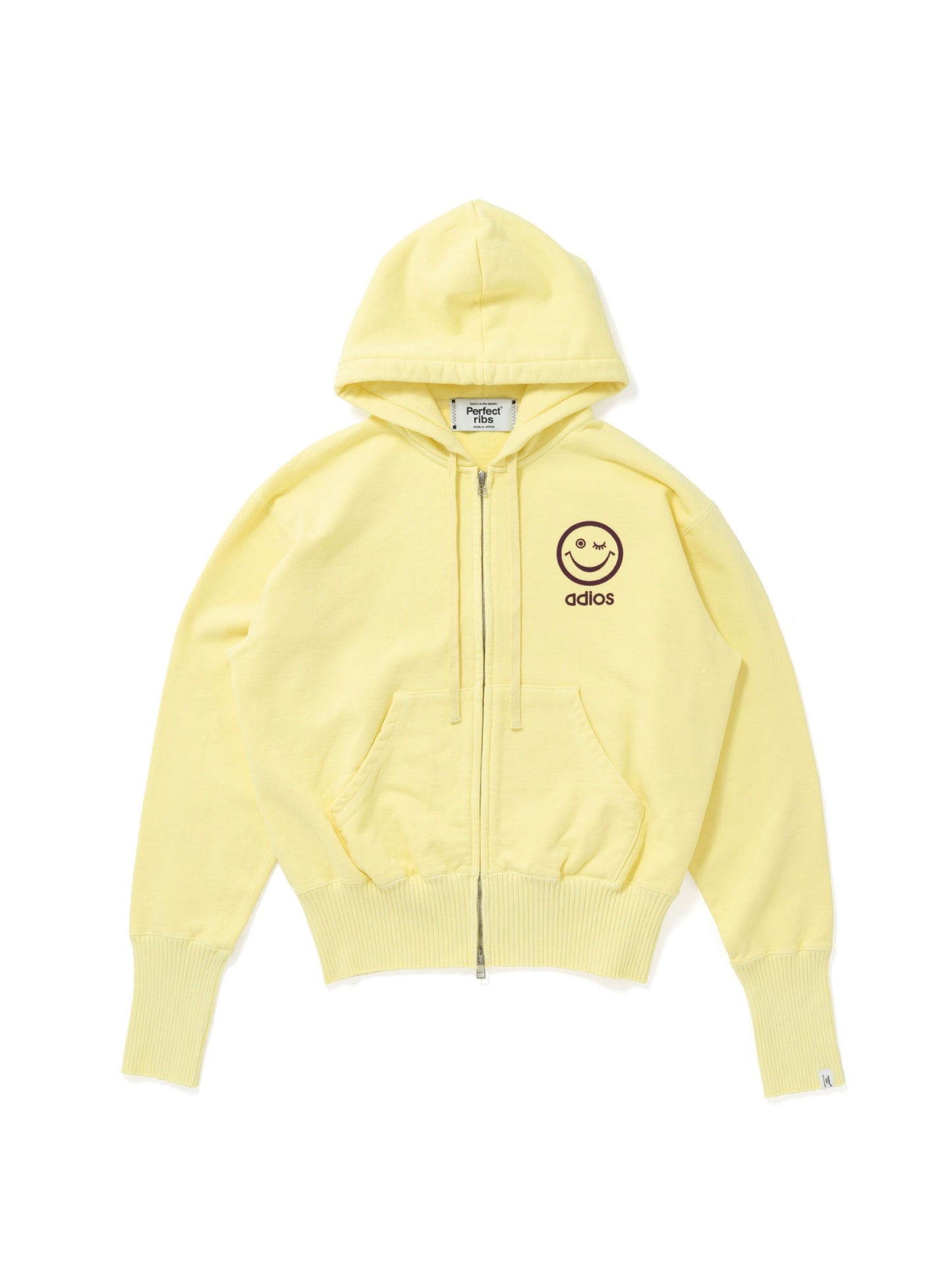 【Perfect ribs×A LOVE MOVEMENT】"PEACE & LOVE" Basic Zip Hoodie / Lemon(ベーシック ジップ フーディー/レモン)