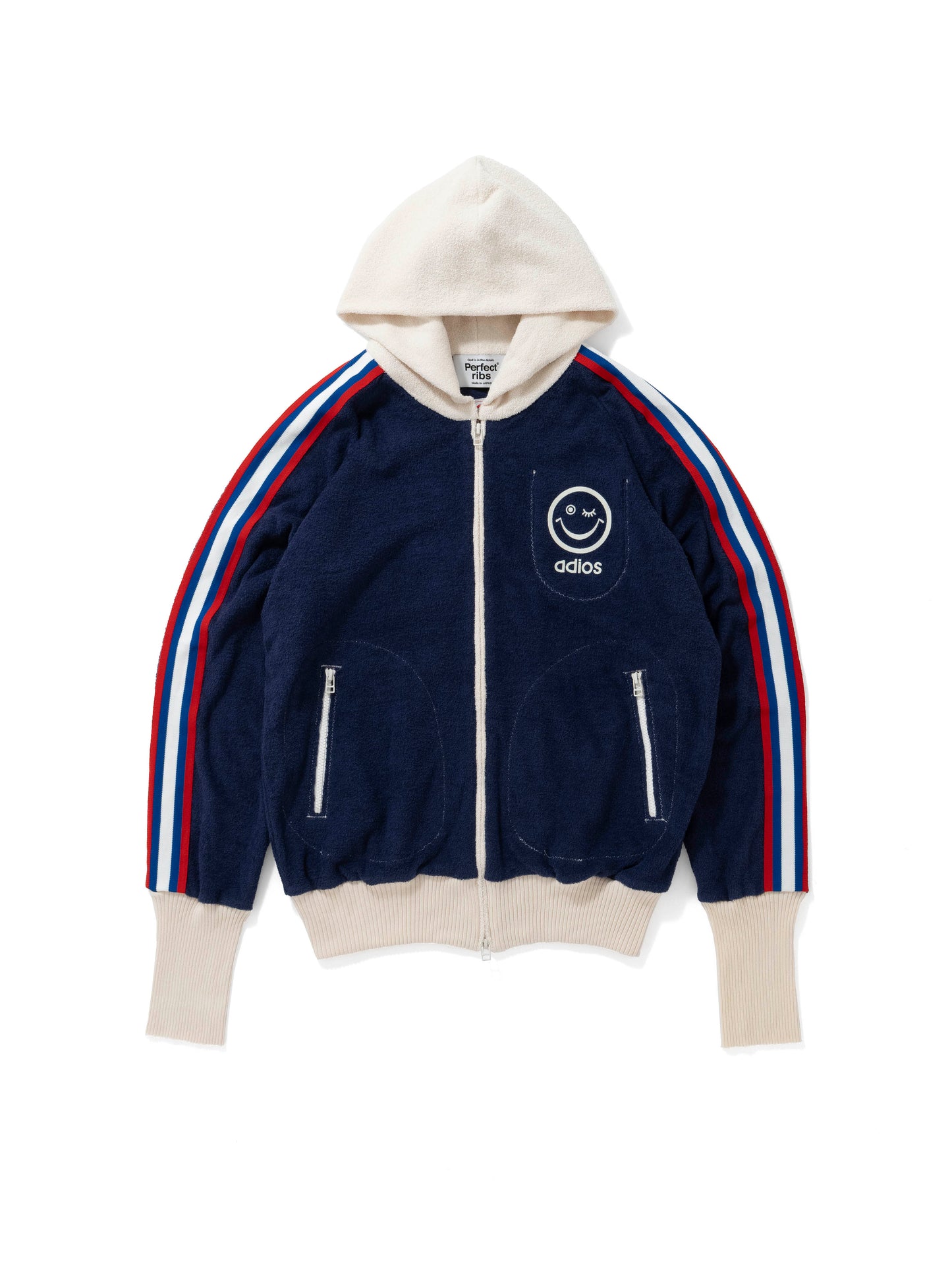 【Perfect ribs®︎×A LOVE MOVEMENT】Pile Zip Hoodie / Navy(パイルジップフーディー/ネイビー×キナリ)