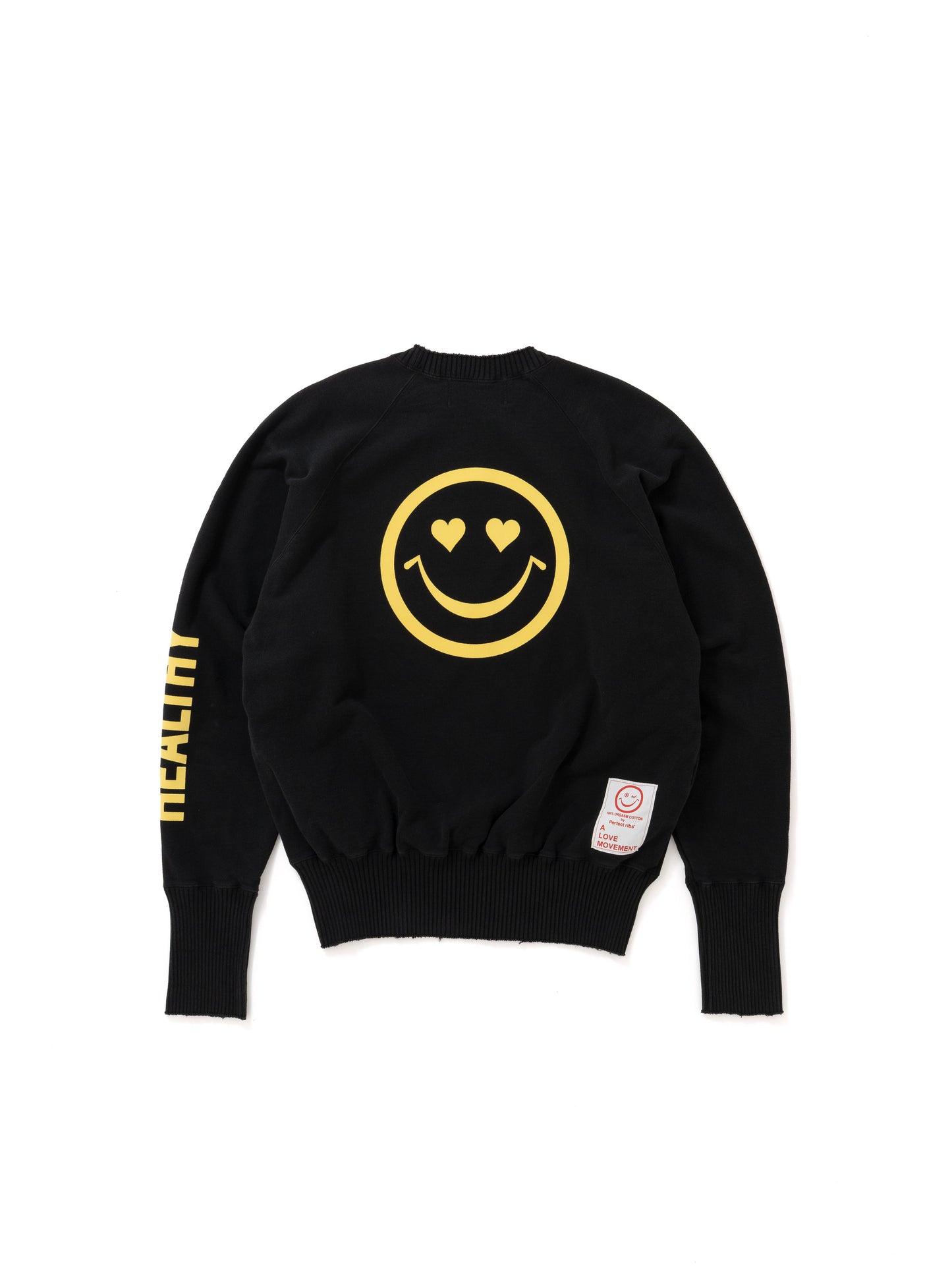 【Perfect ribs®︎×A LOVE MOVEMENT】BIG LOVE SMILE Crew Neck Sweat Shirts / Black(クルーネック スウェットシャツ/ブラック)