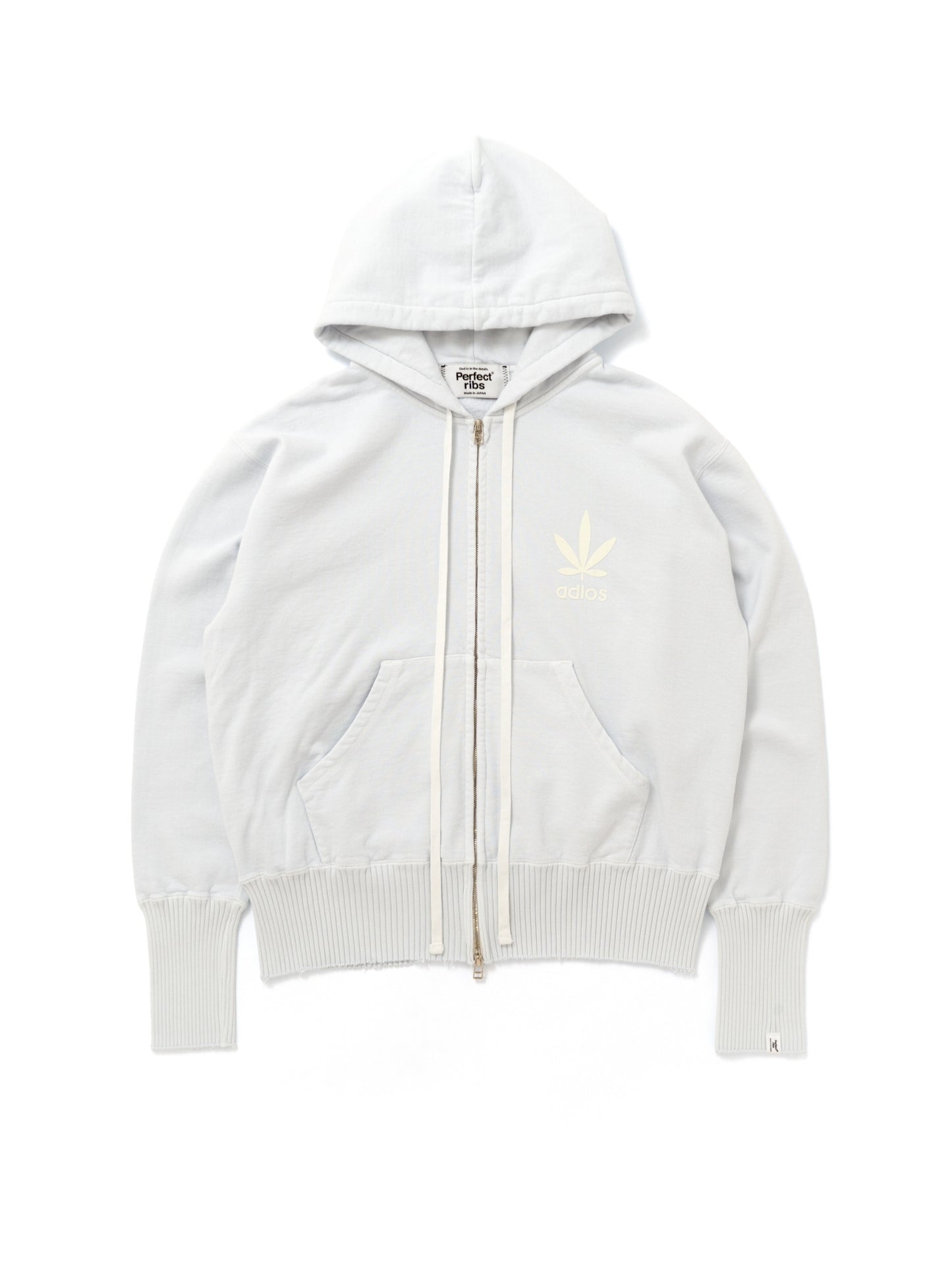 【Perfect ribs×A LOVE MOVEMENT】"RELAX TAKE IT EASY" Basic Zip Hoodie / Cloud White(ベーシック ジップ フーディー/クラウドホワイト)