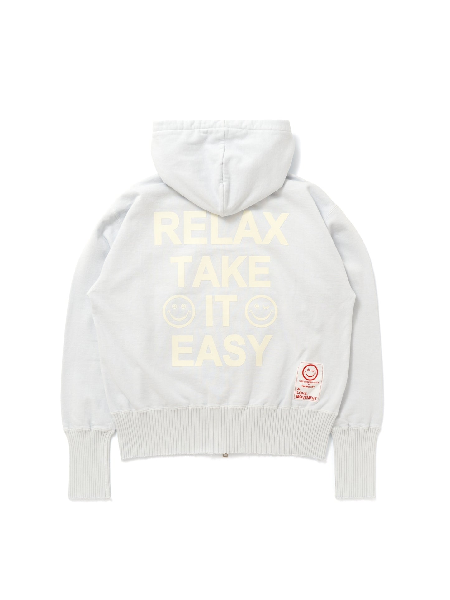 【Perfect ribs×A LOVE MOVEMENT】"RELAX TAKE IT EASY" Basic Zip Hoodie / Cloud White(ベーシック ジップ フーディー/クラウドホワイト)
