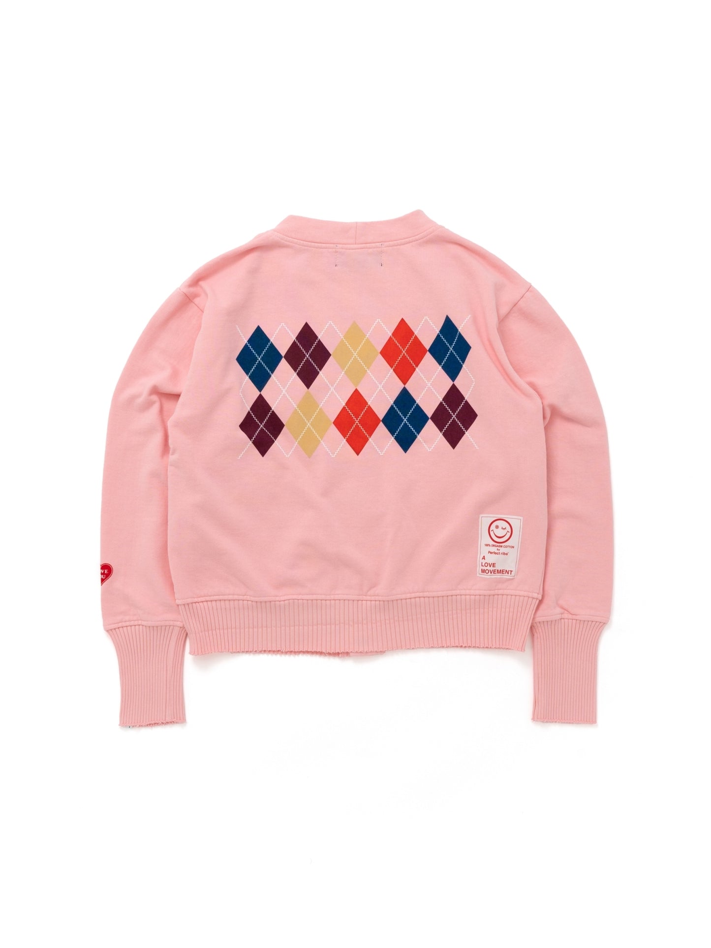 【Perfect ribs®︎×A LOVE MOVEMENT】"adios" Basic Sweat Cardigan / Pink(ベーシック スウェットカーディガン/ピンク)