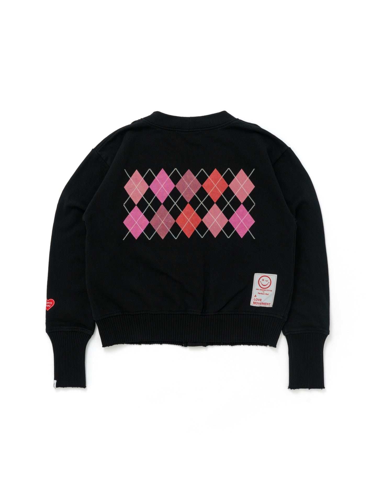 【Perfect ribs®︎×A LOVE MOVEMENT】"adios" Basic Sweat Cardigan / Black(ベーシック スウェットカーディガン/ブラック)