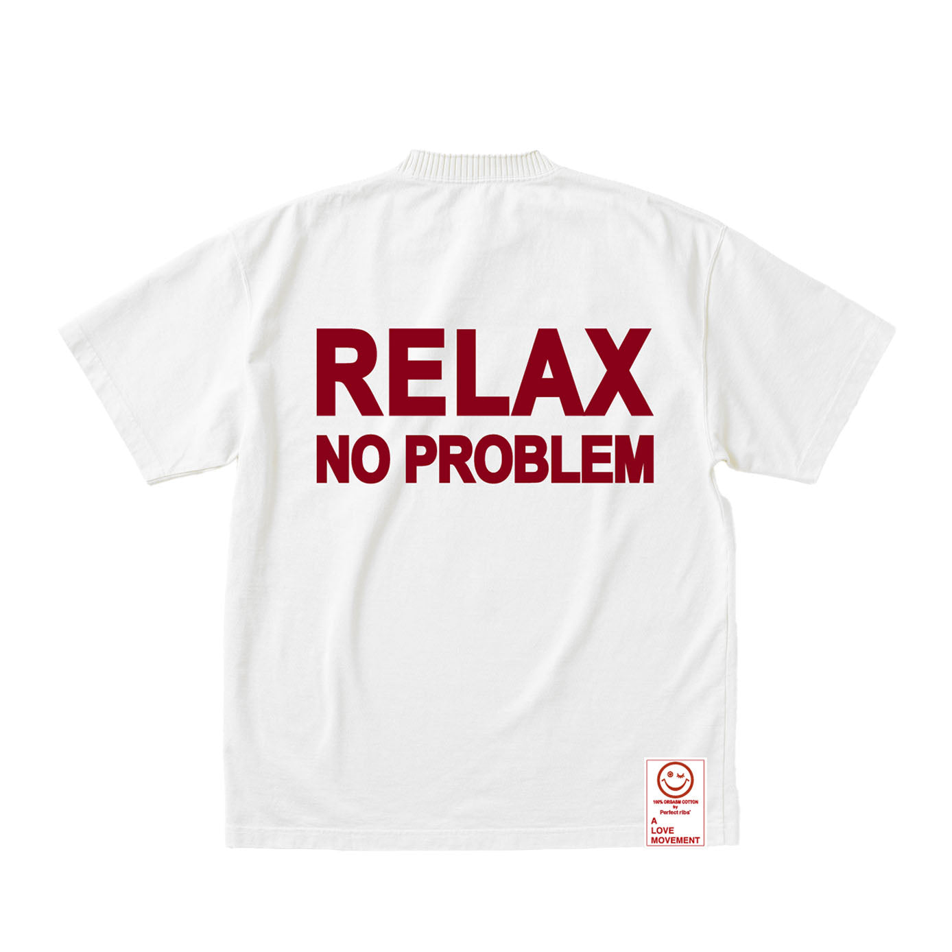 【Perfect ribs®︎×A LOVE MOVEMENT】"RELAX NO PROBLEM"Basic Short Sleeve T Shirts / White (ベーシック ショートスリーブ ティーシャツ/ヴィンテージ ホワイト)
