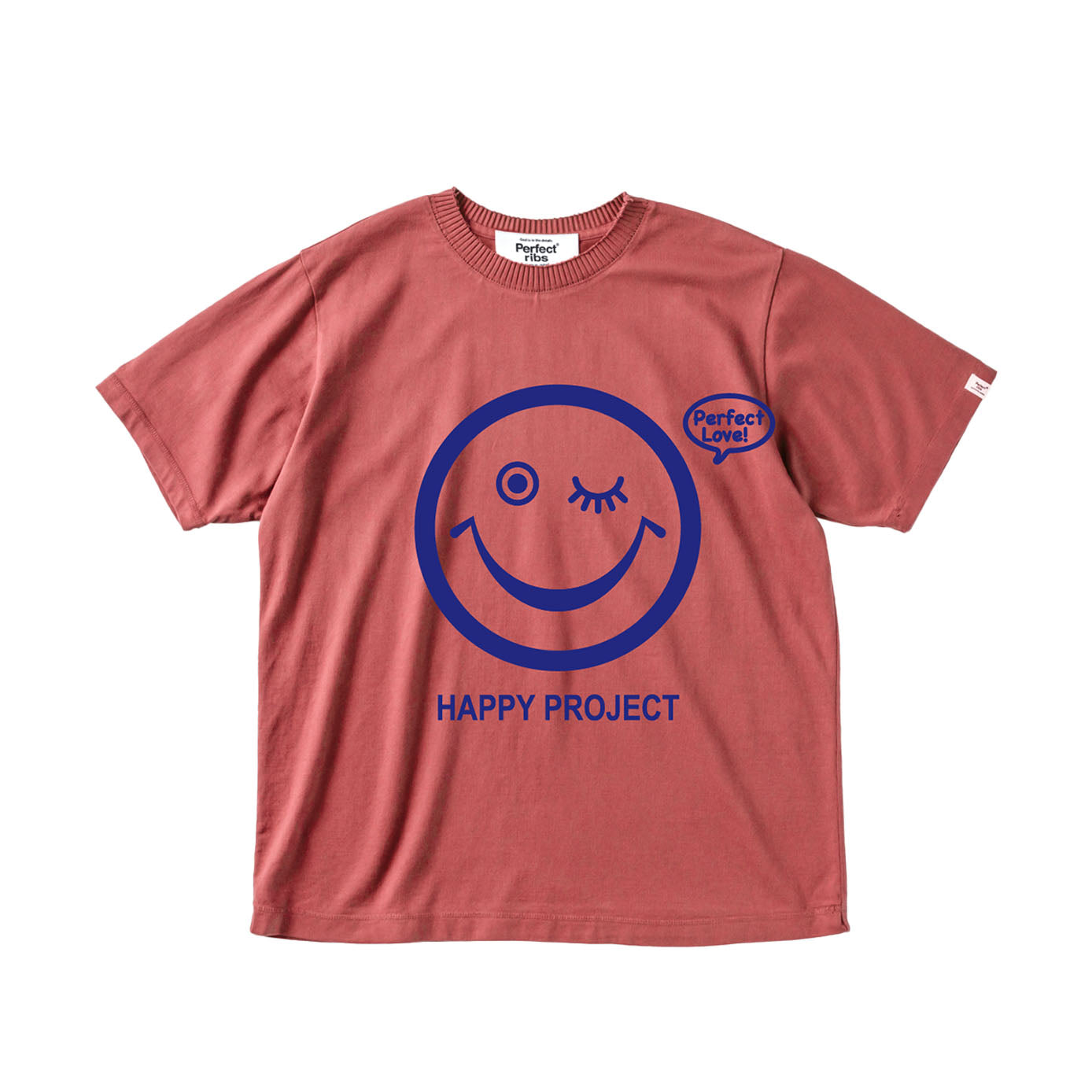 【Perfect ribs®︎×A LOVE MOVEMENT】"SMILE & TAKE IT EASY"Short Sleeve T Shirts / Vintage Red (ベーシック ショートスリーブ ティーシャツ/ヴィンテージレッド)