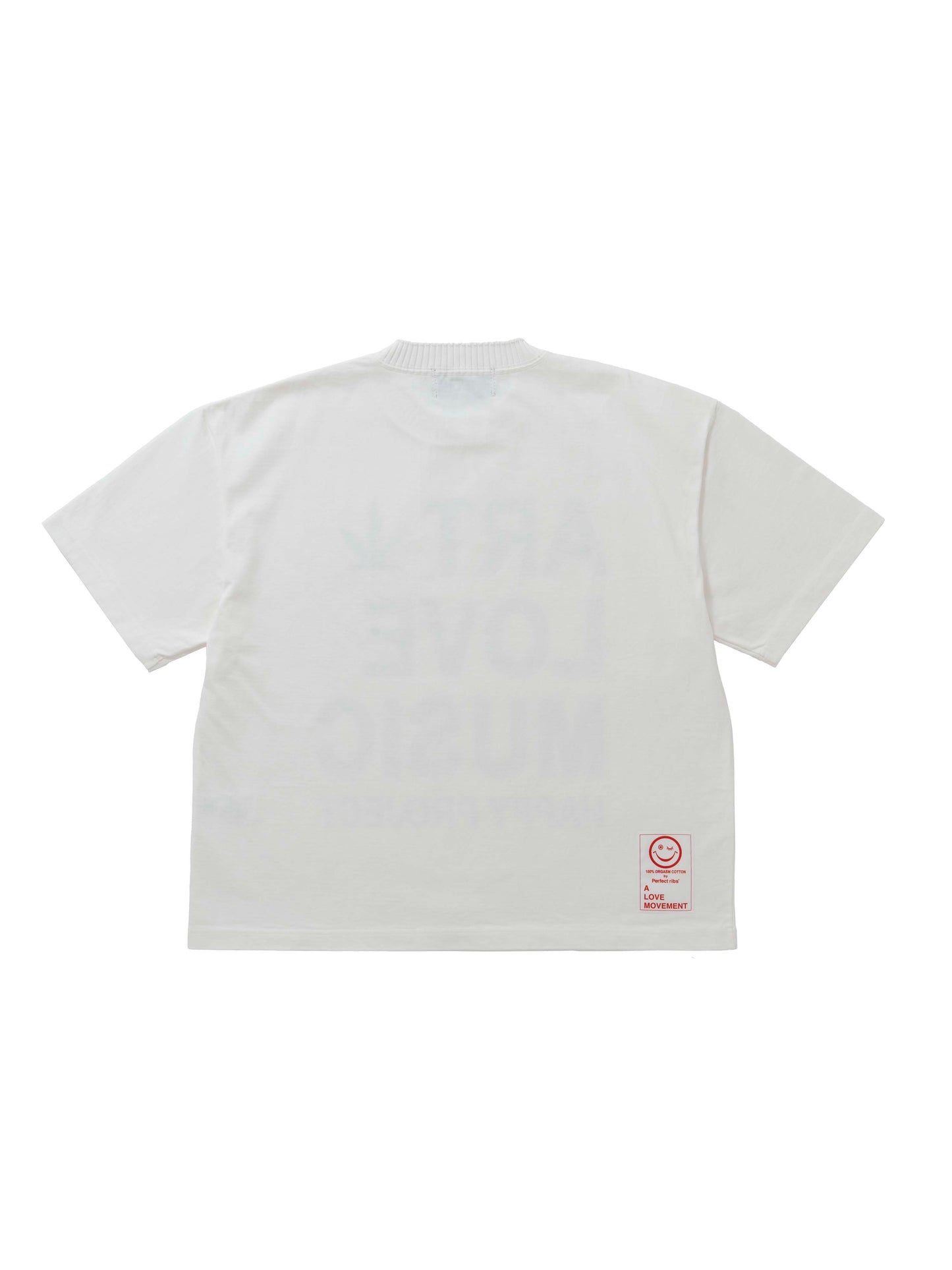 【Perfect ribs®︎×A LOVE MOVEMENT】"ART LOVE MUSIC"Basic Short Sleeve T Shirts / White(ベーシック ショートスリーブ ティーシャツ/ホワイト)