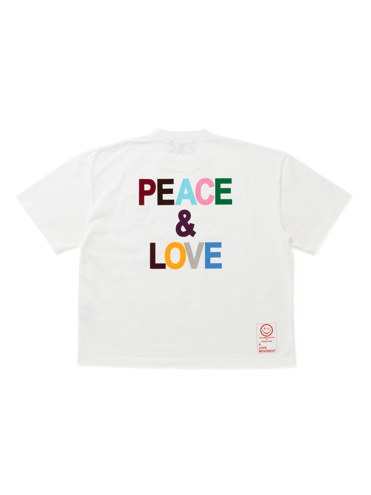 【Perfect ribs®︎×A LOVE MOVEMENT】"PEACE & LOVE"Basic Short Sleeve T Shirts / White(ベーシック ショートスリーブ ティーシャツ/ホワイト)