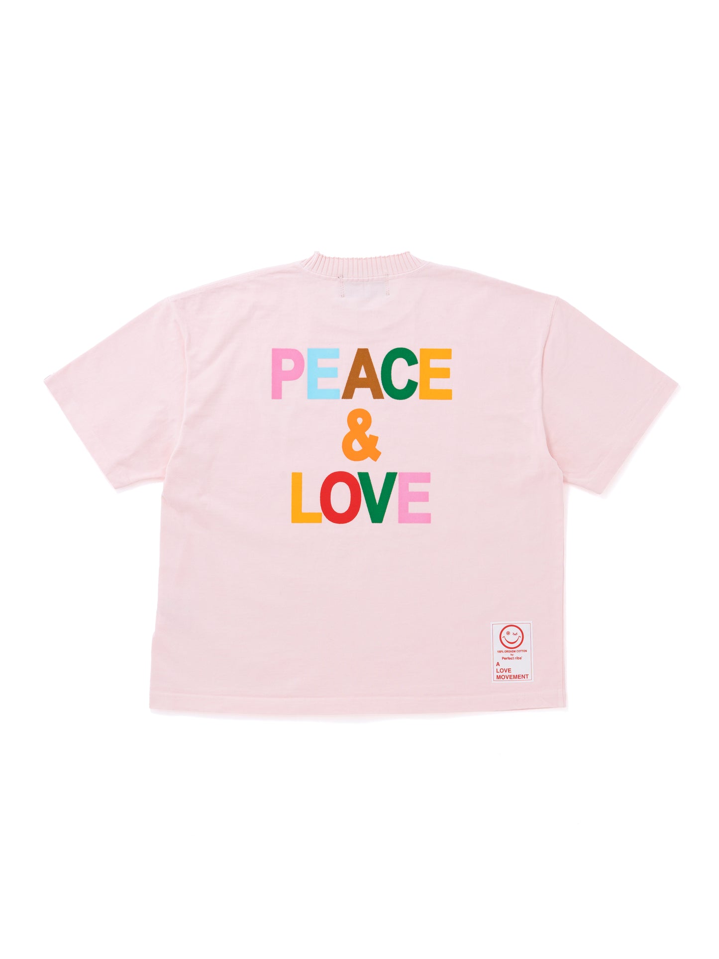【Perfect ribs®︎×A LOVE MOVEMENT】"PEACE & LOVE"Basic Short Sleeve T Shirts / Pink(ベーシック ショートスリーブ ティーシャツ/ピンク)