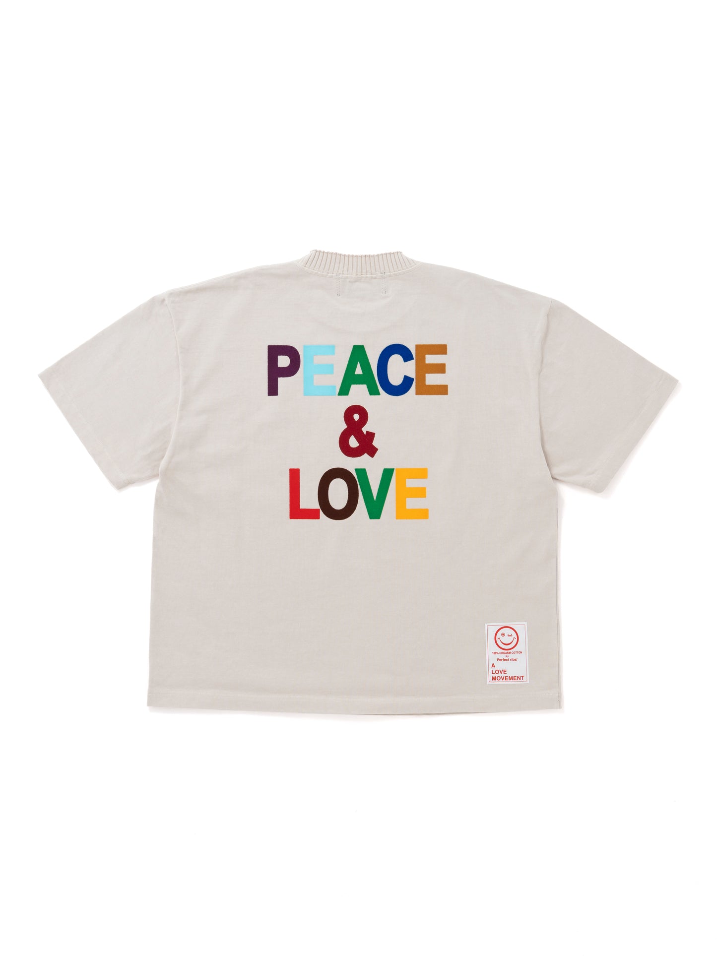 【Perfect ribs®︎×A LOVE MOVEMENT】"PEACE & LOVE"Basic Short Sleeve T Shirts / Ivory(ベーシック ショートスリーブ ティーシャツ/アイボリー)
