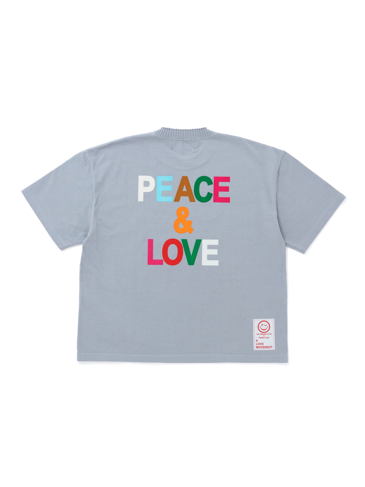【Perfect ribs®︎×A LOVE MOVEMENT】"PEACE & LOVE"Basic Short Sleeve T Shirts / Gray(ベーシック ショートスリーブ ティーシャツ/グレー)