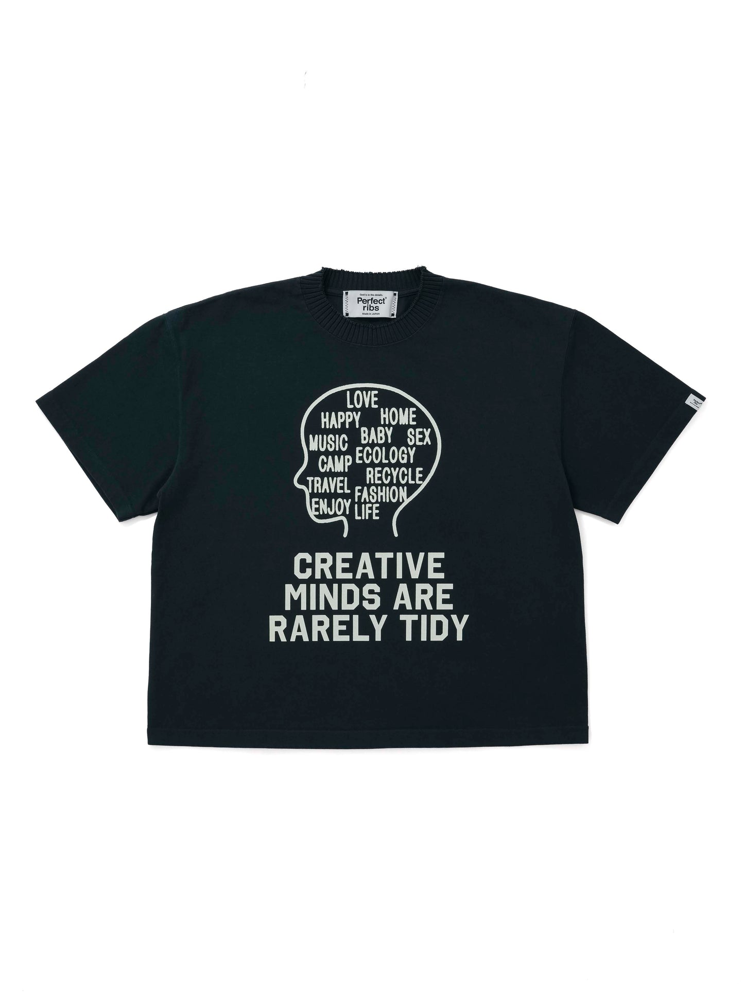 【Perfect ribs®︎×A LOVE MOVEMENT】"CREATIVE MINDS ARE RARELY TIDY"Basic Short Sleeve T Shirts / Charcoal Green(ベーシック ショートスリーブ ティーシャツ/チャコールグリーン)