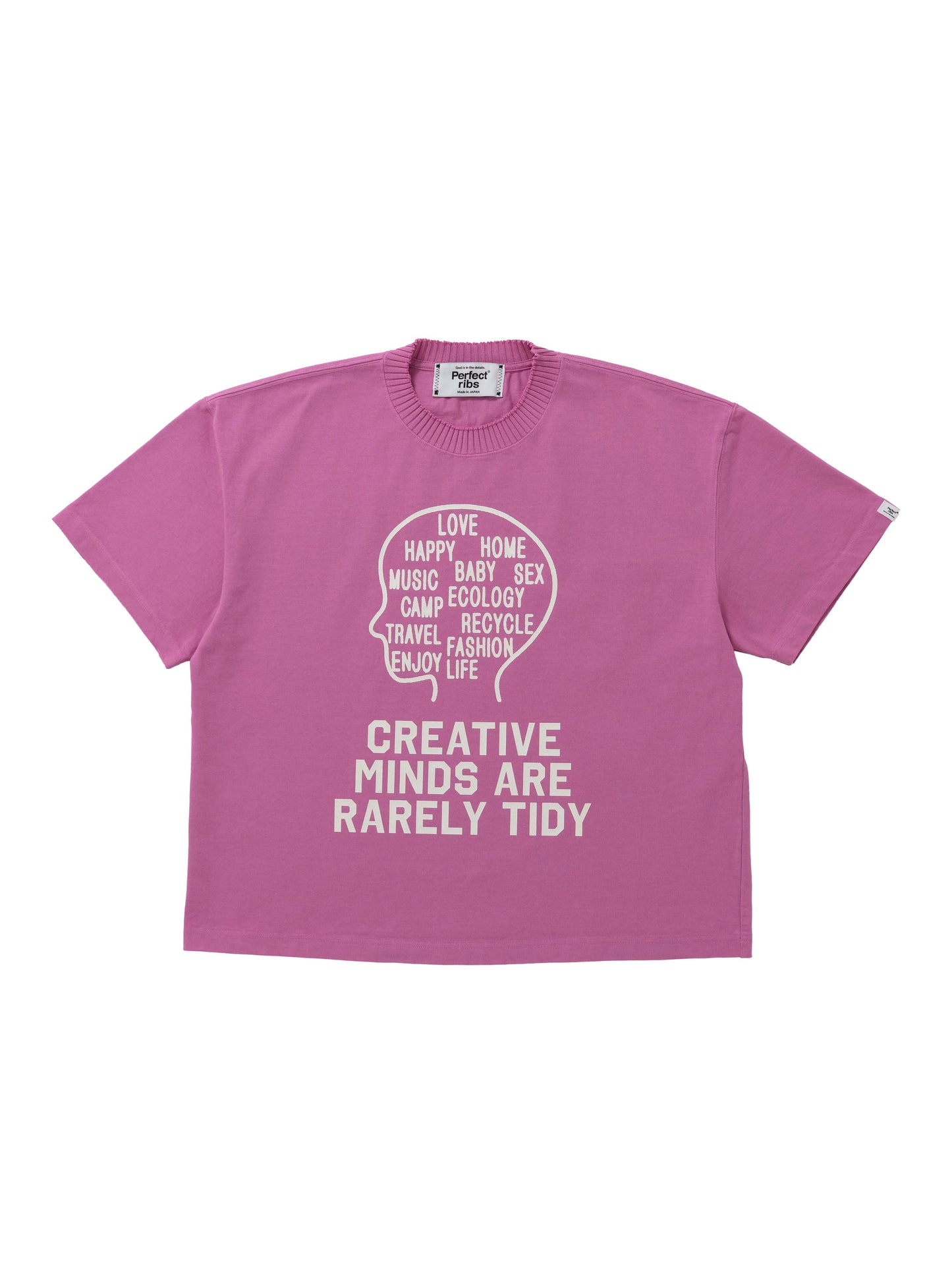 【Perfect ribs®︎×A LOVE MOVEMENT】"CREATIVE MINDS ARE RARELY TIDY"Basic Short Sleeve T Shirts / Violet(ベーシック ショートスリーブ ティーシャツ/バイオレット)
