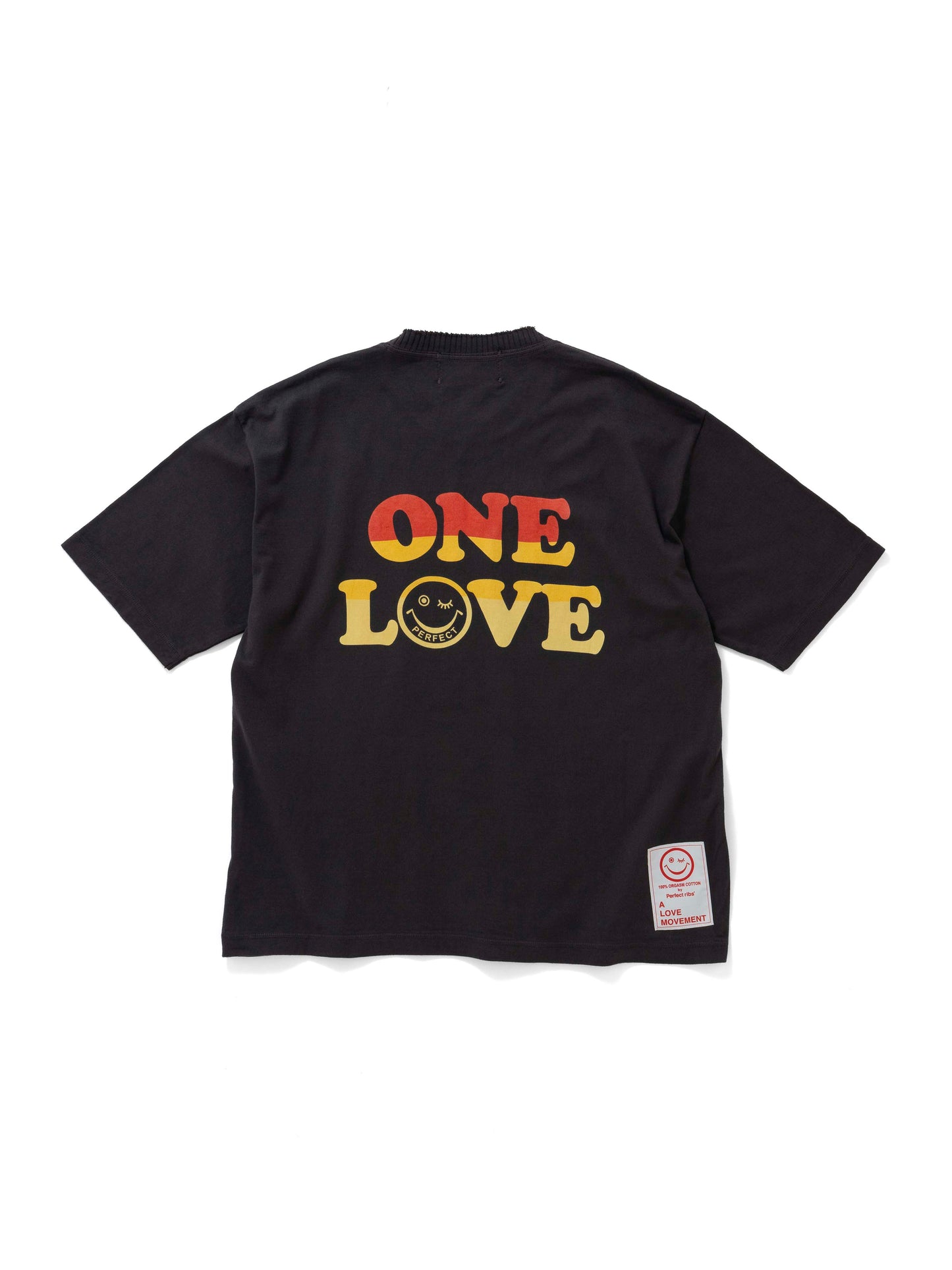 【Perfect ribs®︎×A LOVE MOVEMENT】"ONE LOVE"Short Sleeve T Shirts / Vintege Black(ショートスリーブ ティーシャツ/ビンテージブラック)