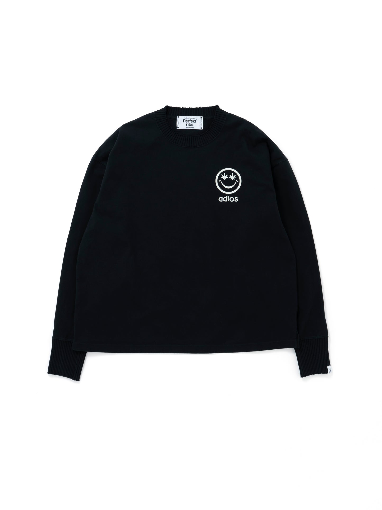 【Perfect ribs®︎×A LOVE MOVEMENT】"BACK TO THE NATURE" Side Slit Long Sleeve T Shirts / Black(サイドスリット ロングスリーブ ティーシャツ/ブラック)
