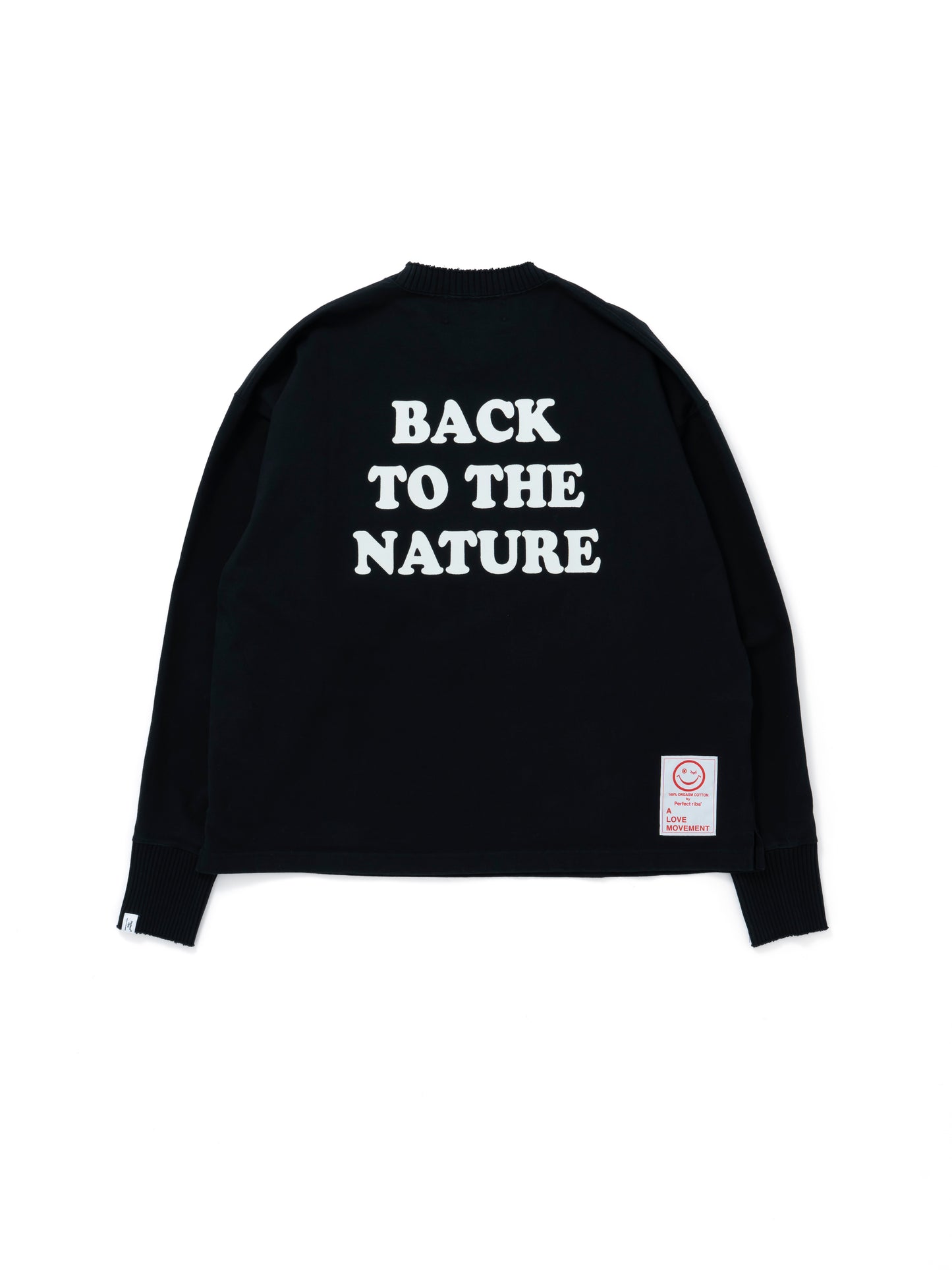 【Perfect ribs®︎×A LOVE MOVEMENT】"BACK TO THE NATURE" Side Slit Long Sleeve T Shirts / Black(サイドスリット ロングスリーブ ティーシャツ/ブラック)