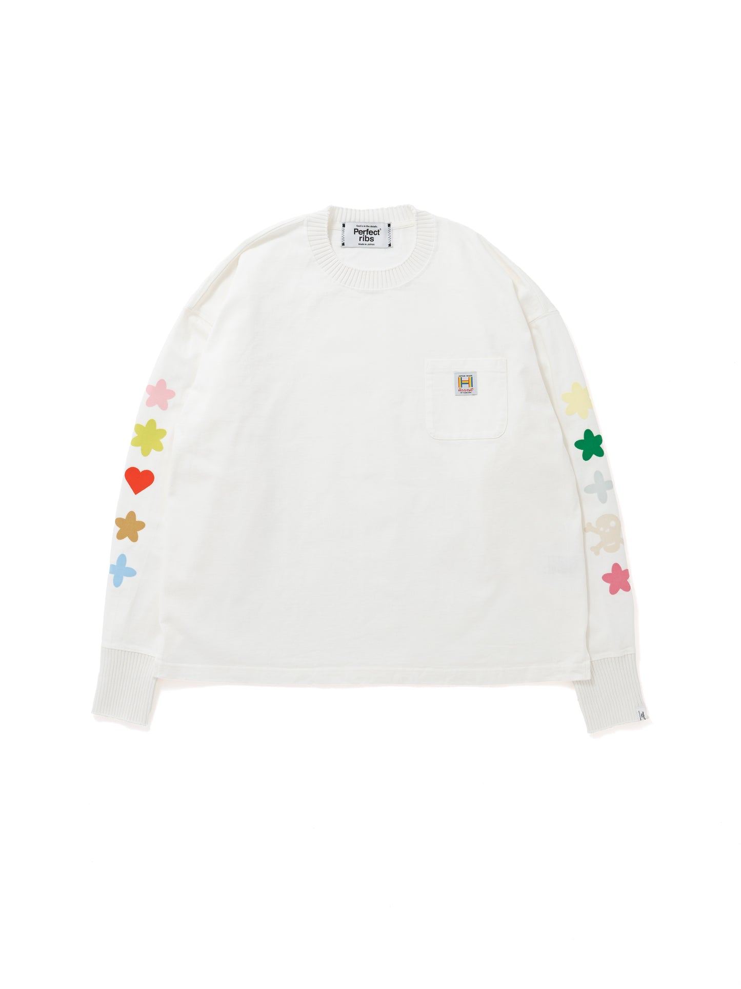 【Perfect ribs®︎ × HAROSHI】Side Slit Long Sleeve T Shirt / White(サイドスリットロングスリーブ/ホワイト)