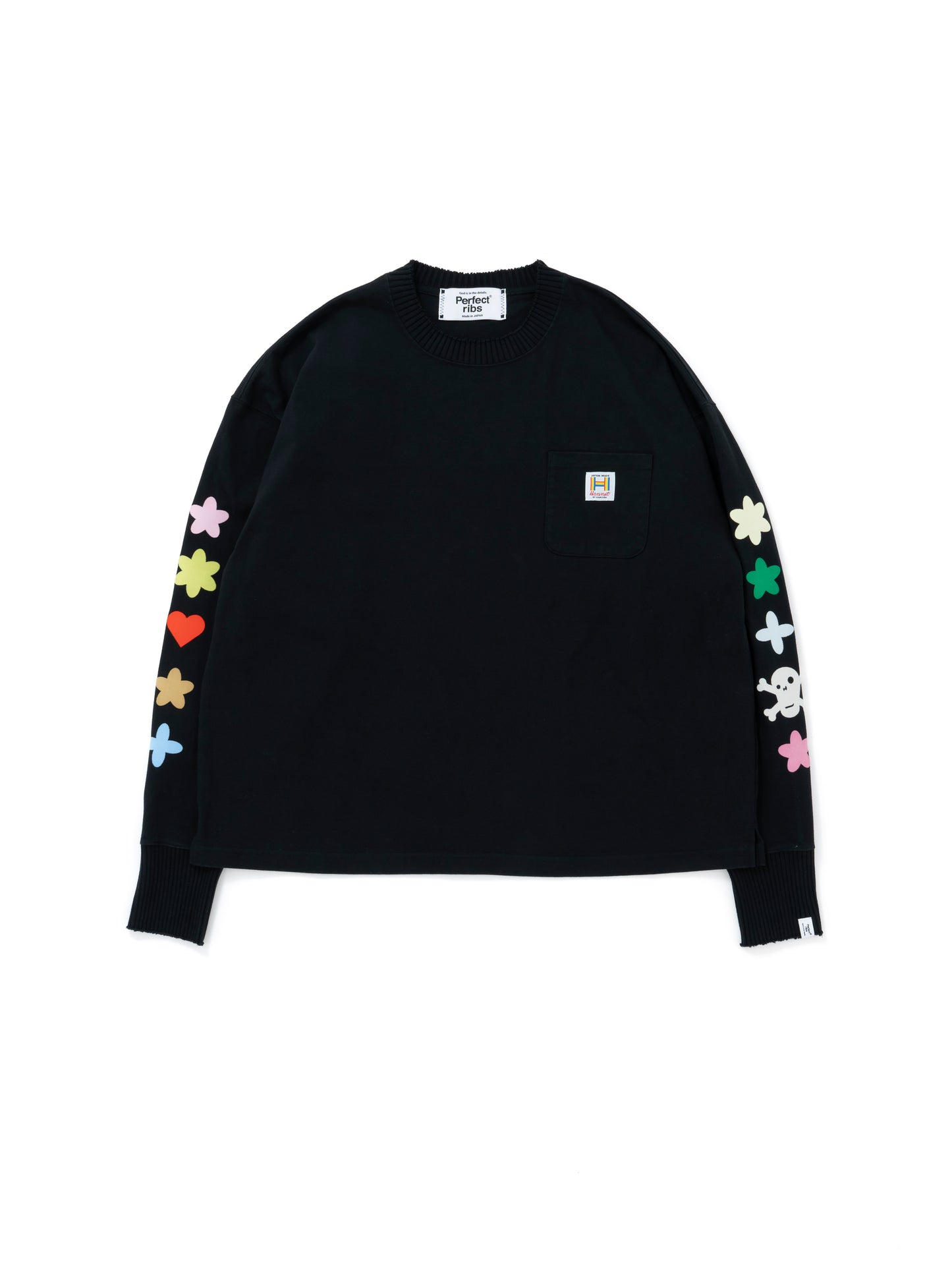 【Perfect ribs®︎ × HAROSHI】Side Slit Long Sleeve T Shirt / Black(サイドスリットロングスリーブ/ブラック)
