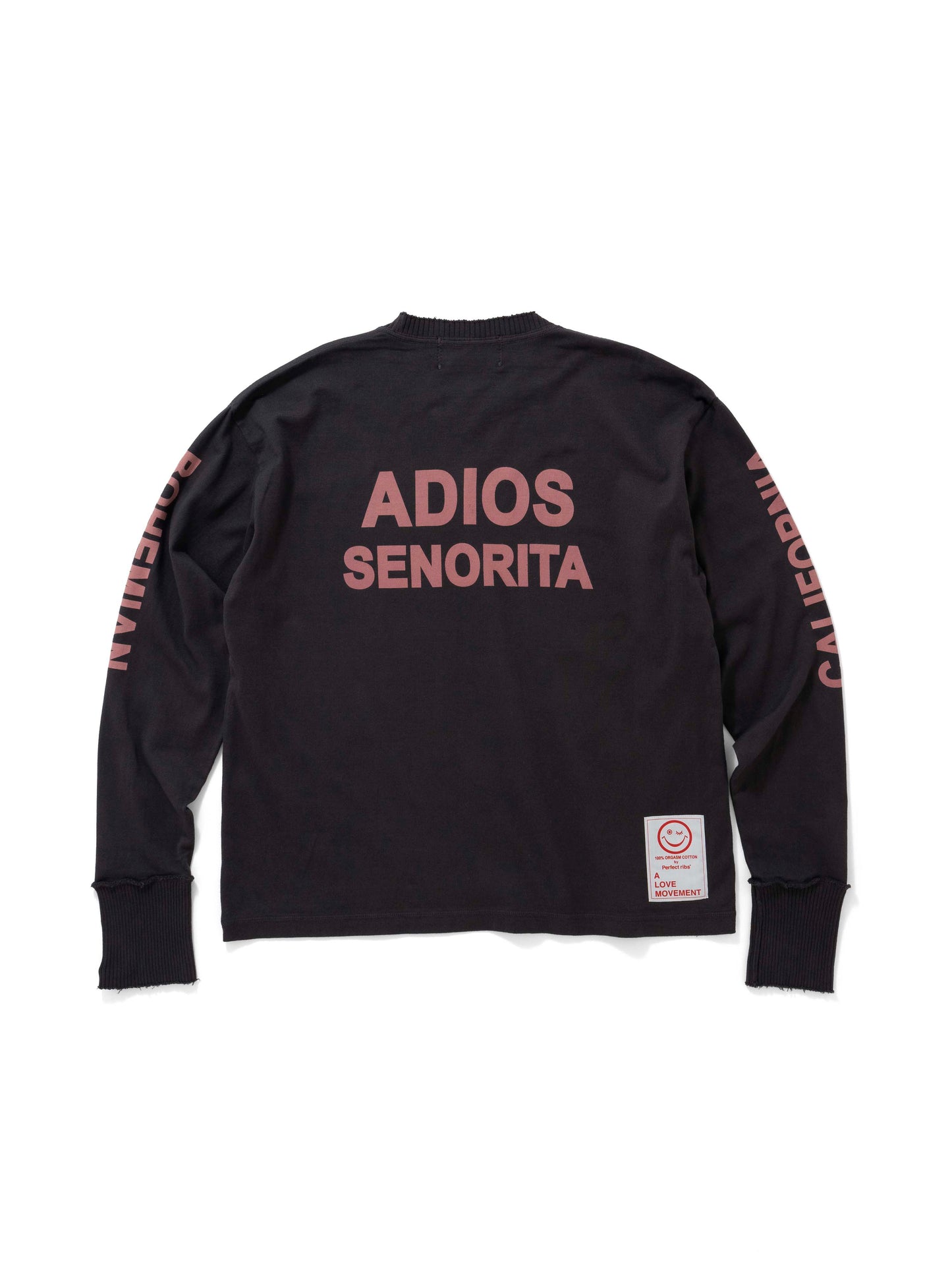 【Perfect ribs®︎×A LOVE MOVEMENT】"ADIOS SENORITA" Long Sleeve T Shirts / Vintage Black(ロングスリーブ ティーシャツ/ビンテージブラック)