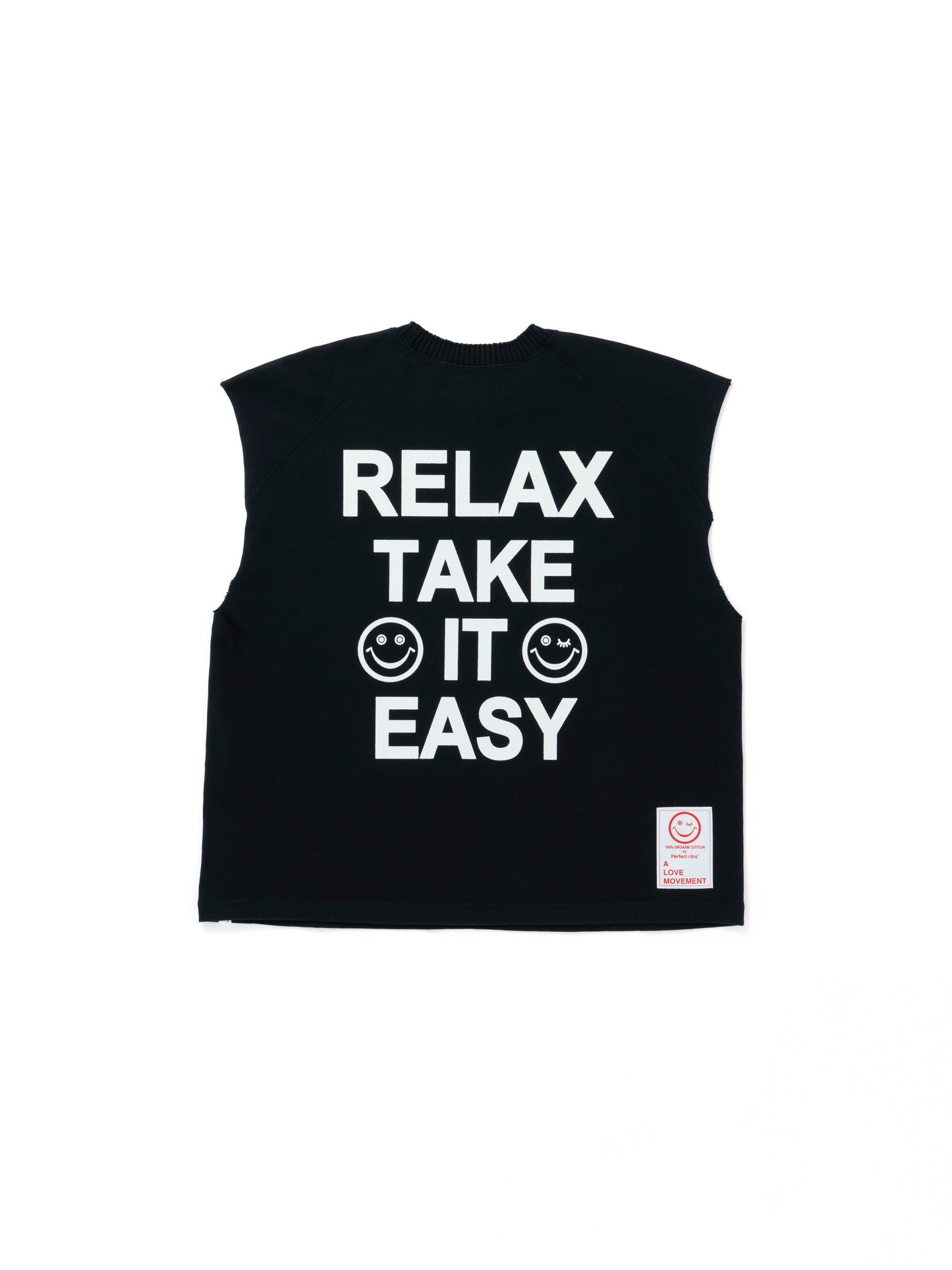 【Perfect ribs®︎×A LOVE MOVEMENT】"RELAX TAKE IT EASY" Sleeveless Tops / Black(スリーブレス トップス/ブラック)