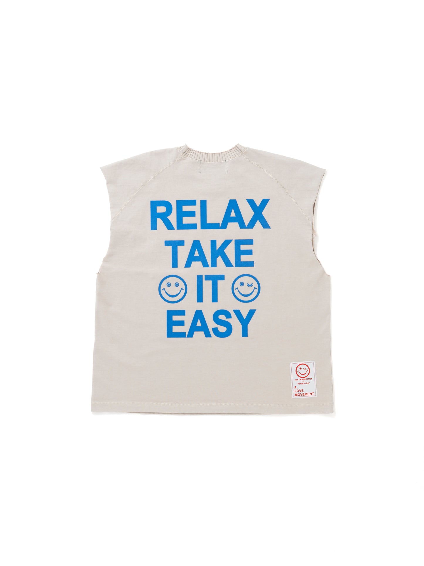 【Perfect ribs®︎×A LOVE MOVEMENT】"RELAX TAKE IT EASY" Sleeveless Tops / Ivory(スリーブレス トップス/アイボリー)