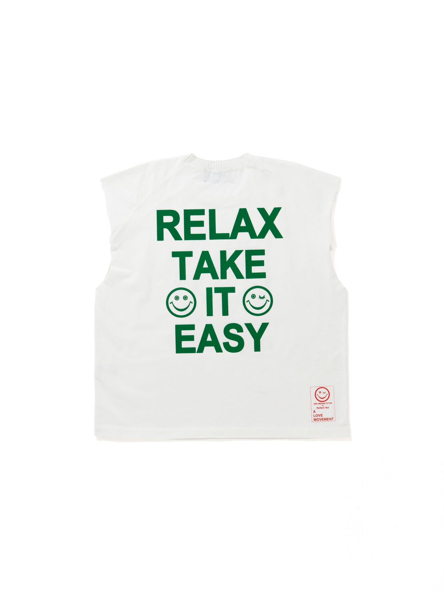 【Perfect ribs®︎×A LOVE MOVEMENT】"RELAX TAKE IT EASY" Sleeveless Tops / White(スリーブレス トップス/ホワイト)