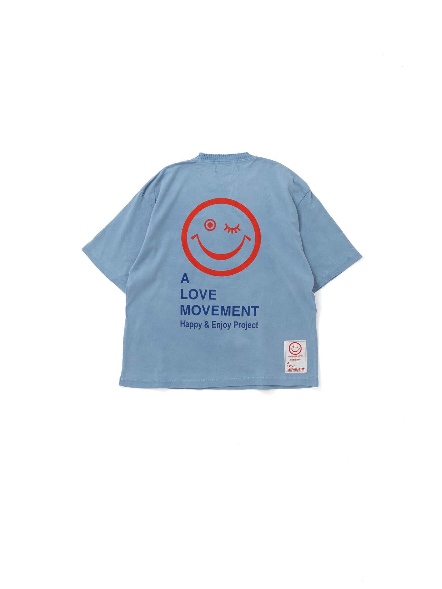 【Perfect ribs®︎×A LOVE MOVEMENT】RELAX LINE / SMILE ALM / Short Sleeve T Shirts / Fade Blue(ショートスリーブティーシャツ/フェードブルー)