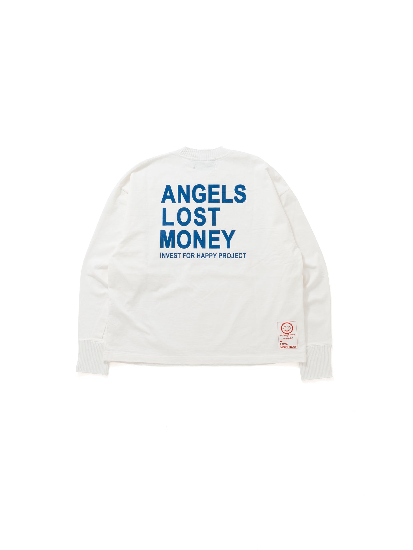 【Perfect ribs®︎×A LOVE MOVEMENT】ANGELS LOST MONEY / Basic Long Sleeve T Shirts / White(ベーシックロングスリーブティーシャツ/ホワイト)