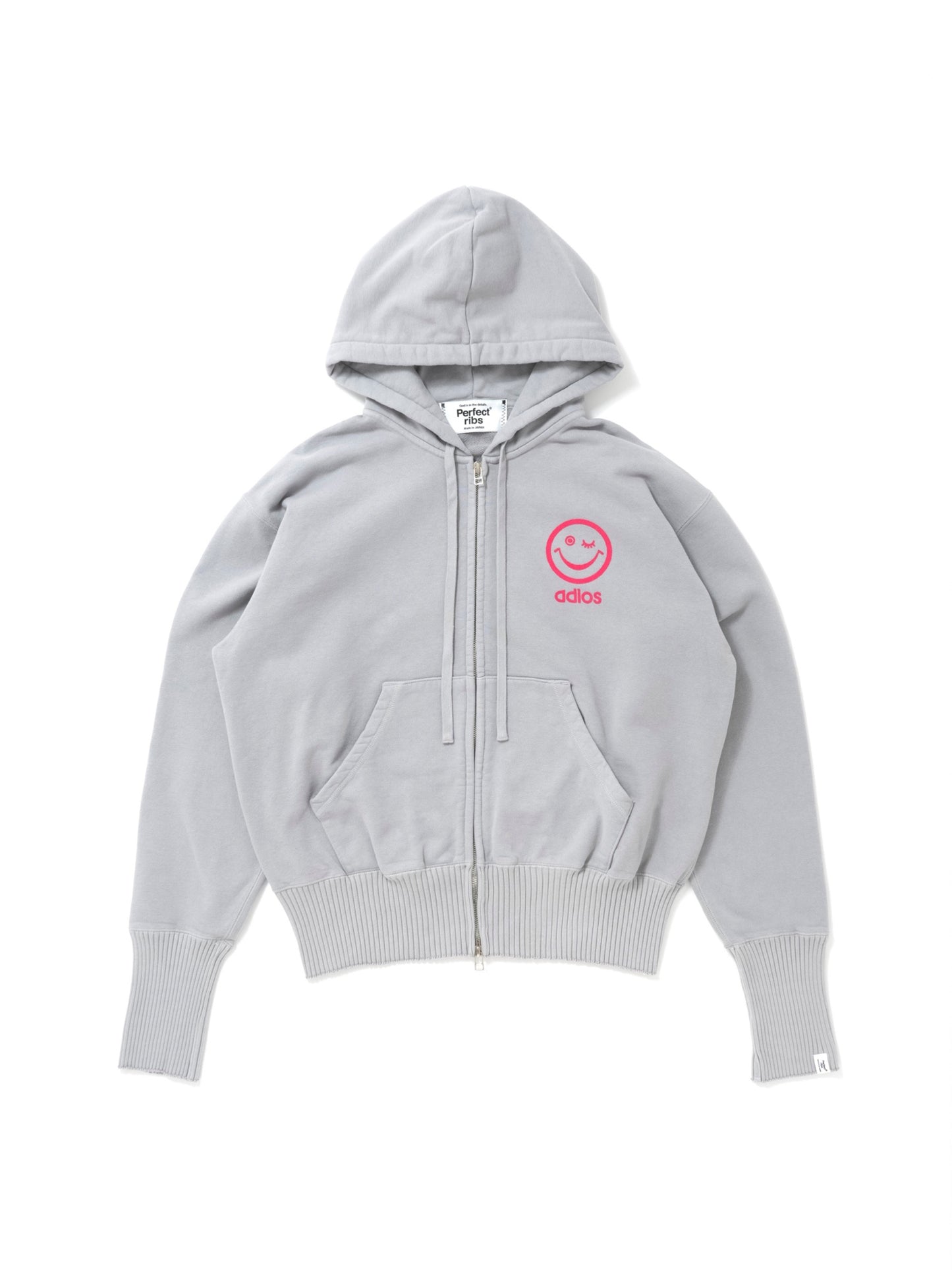 【Perfect ribs×A LOVE MOVEMENT】"PEACE & LOVE" Basic Zip Hoodie / Gray(ベーシック ジップ フーディー/グレー)