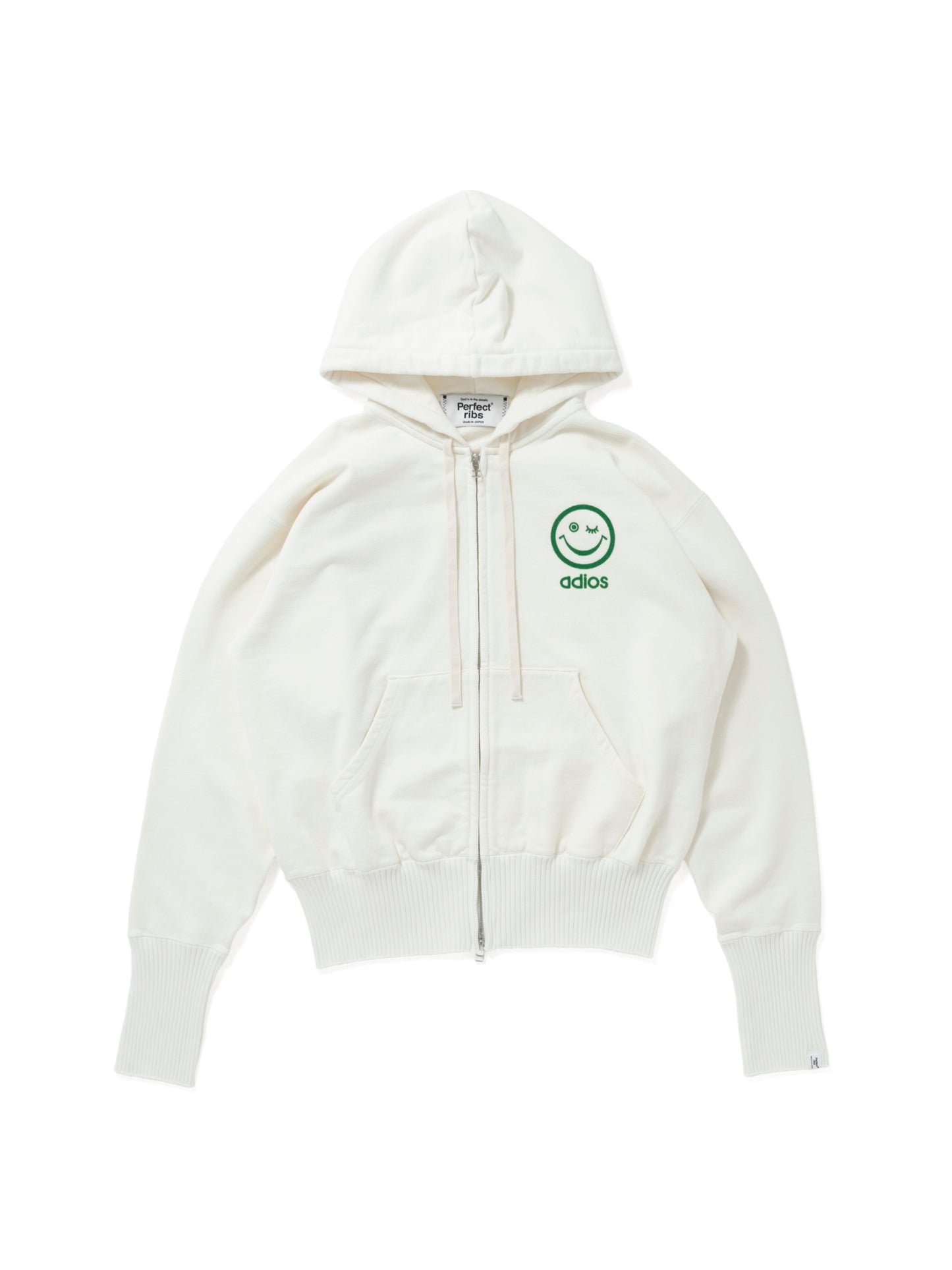 【Perfect ribs×A LOVE MOVEMENT】"PEACE & LOVE" Basic Zip Hoodie / White(ベーシック ジップ フーディー/ホワイト)