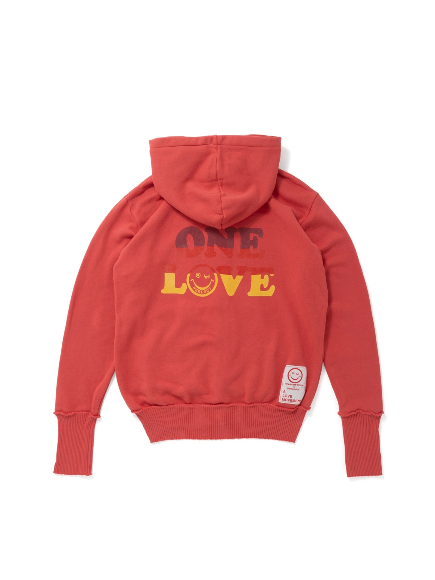 【Perfect ribs®︎×A LOVE MOVEMENT】"ONE LOVE" Zip Hoodie / Vintage Red(ジップフーディー/ビンテージレッド)