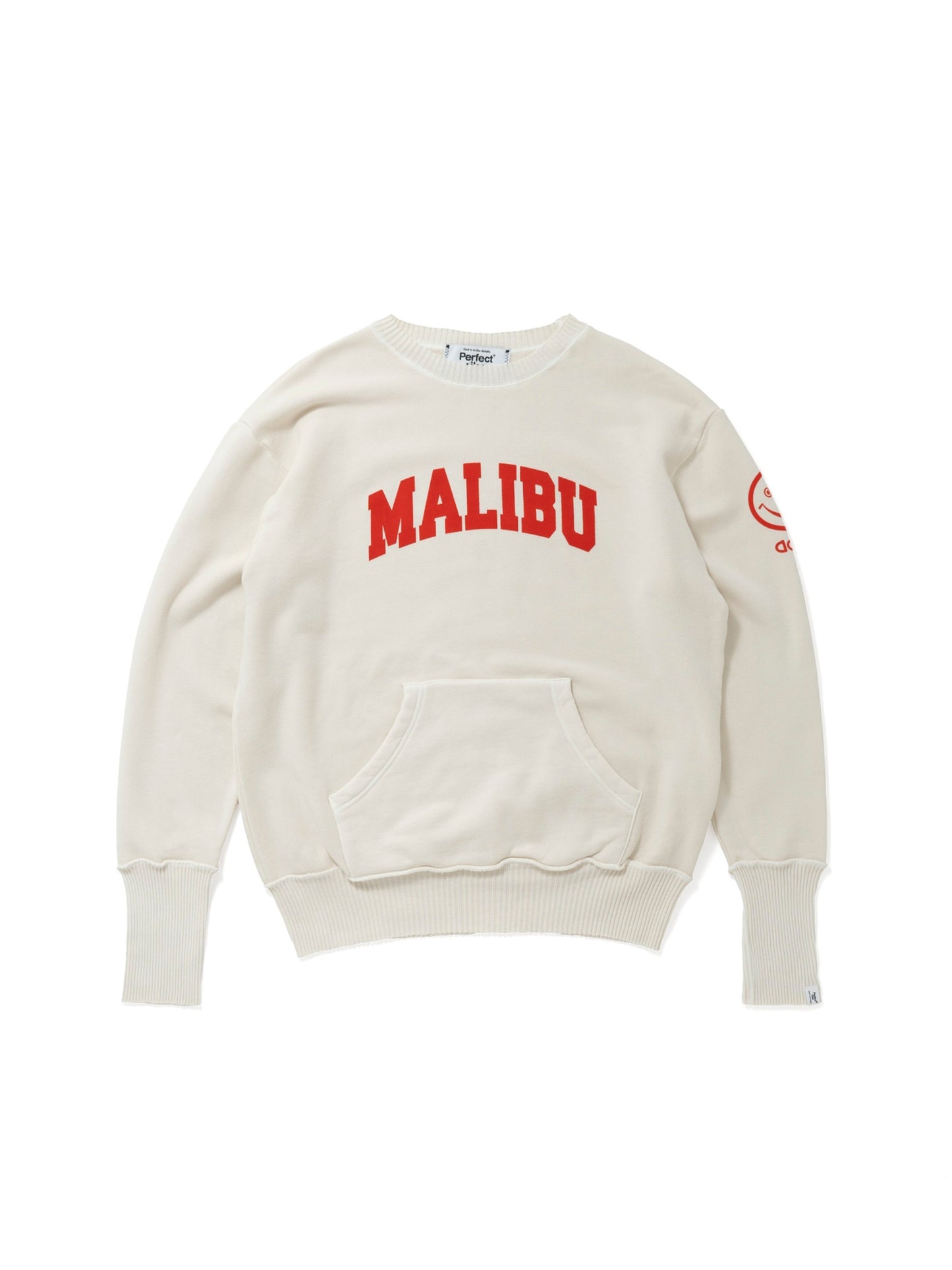 【Perfect ribs®︎×A LOVE MOVEMENT】"MALIBU" Pocket Crew Neck Sweat Shirts / Off White(ポケット クルーネック スウェットシャツ/オフホワイト)