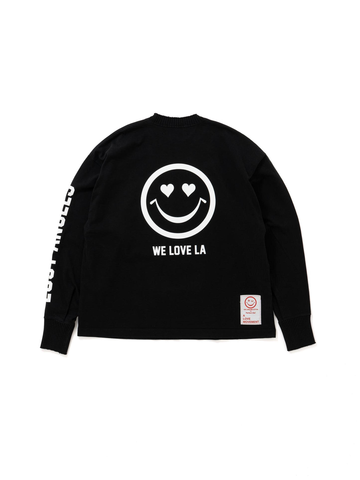 【Perfect ribs®︎×A LOVE MOVEMENT】W ♥ LA Long Sleeve T Shirts / Black(ロングスリーブ ティーシャツ/ブラック