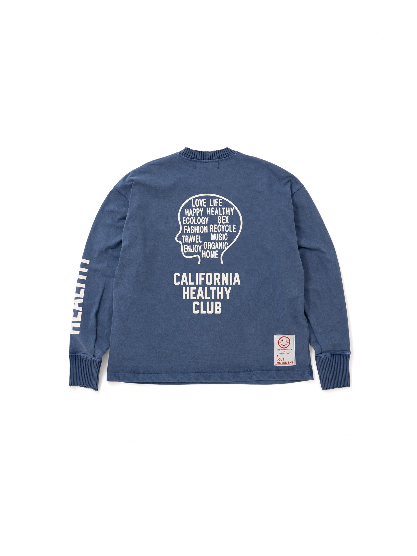 【Perfect ribs®︎×A LOVE MOVEMENT】CALIFORNIA HEALTHY CLUB Long Sleeve T Shirts / Fade Navy(ロングスリーブ ティーシャツ/フェードネイビー)