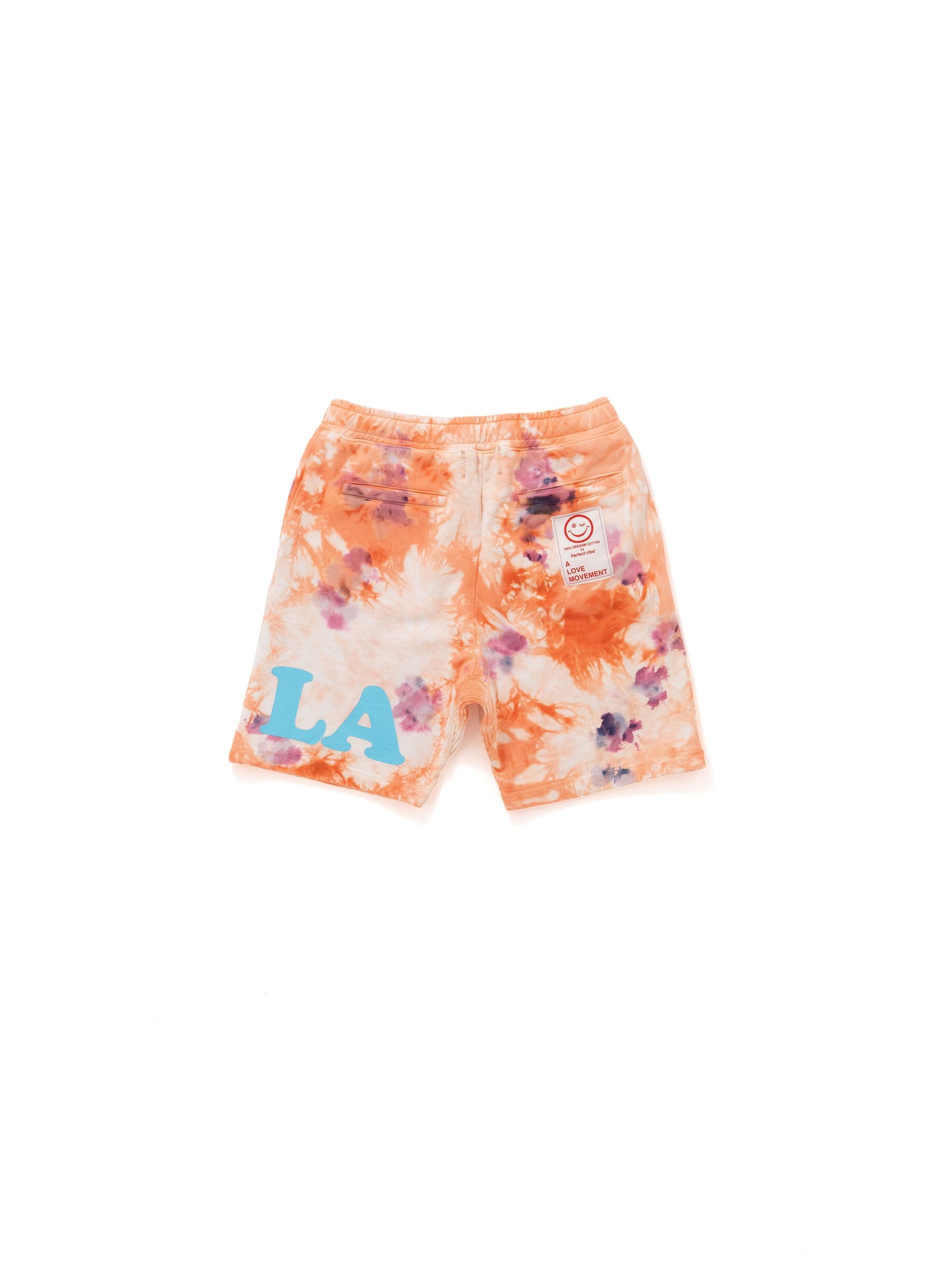 【Perfect ribs®︎×A LOVE MOVEMENT】"W♥ LA" Basic Sweat Short Pants (Tie dye) / Orange(ベーシックスウェットショートパンツ/オレンジ)