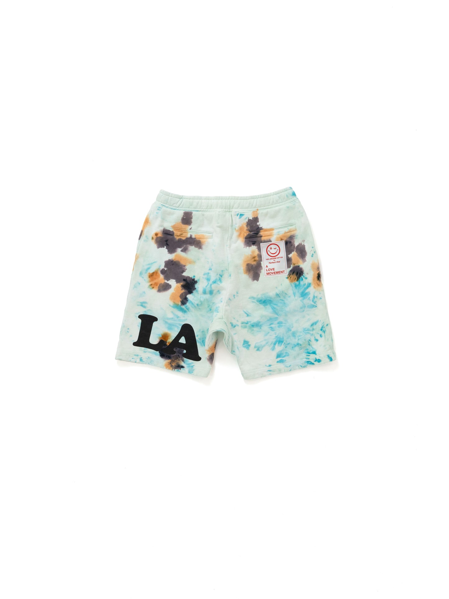 【Perfect ribs®︎×A LOVE MOVEMENT】"W♥ LA" Basic Sweat Short Pants (Tie dye) / Blue(ベーシックスウェットショートパンツ/ブルー)