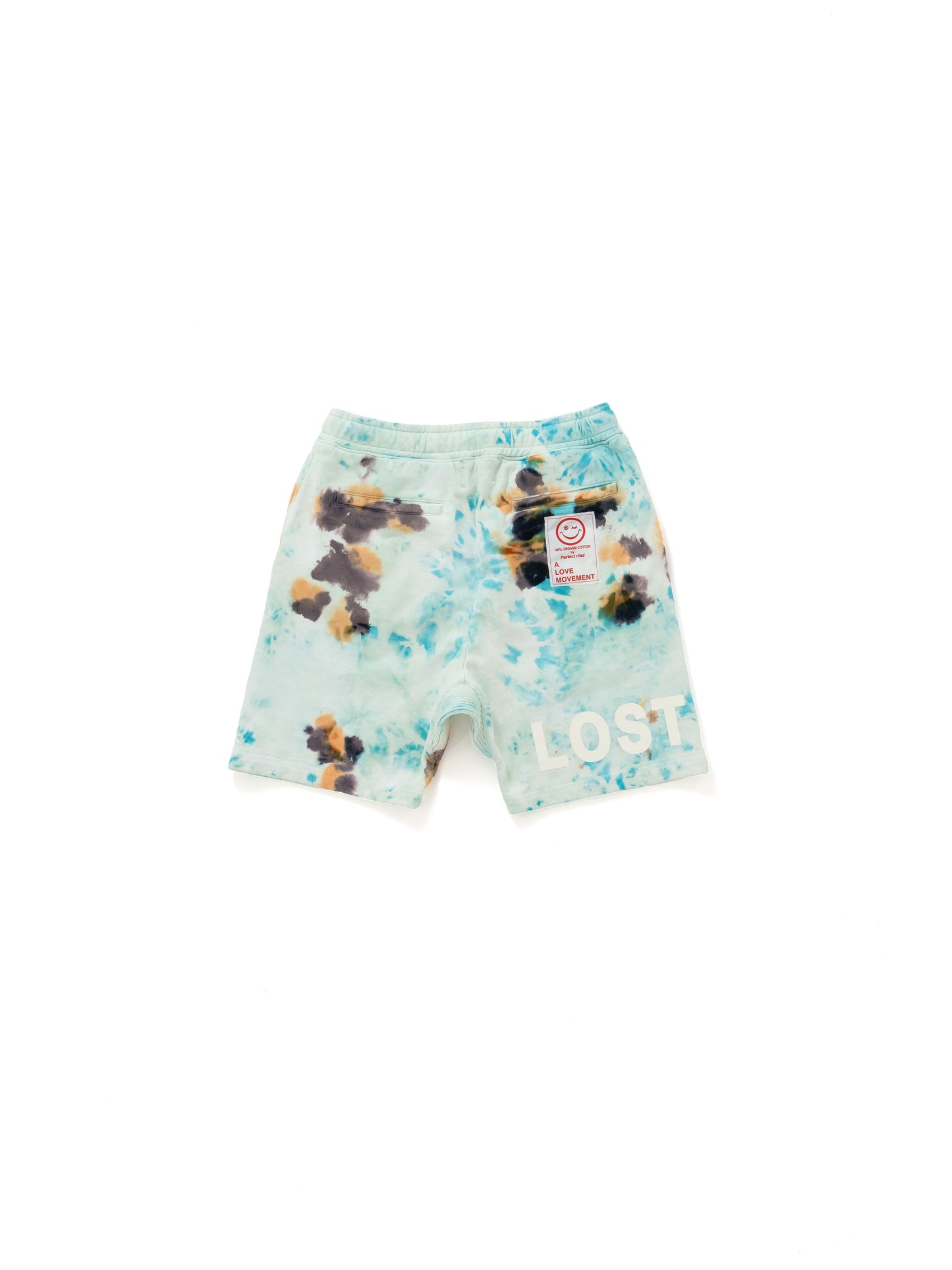 【Perfect ribs®︎×A LOVE MOVEMENT】"LOST ANGELS" Basic Sweat Short Pants (Tie dye) / Blue(ベーシックスウェットショートパンツ/ブルー)